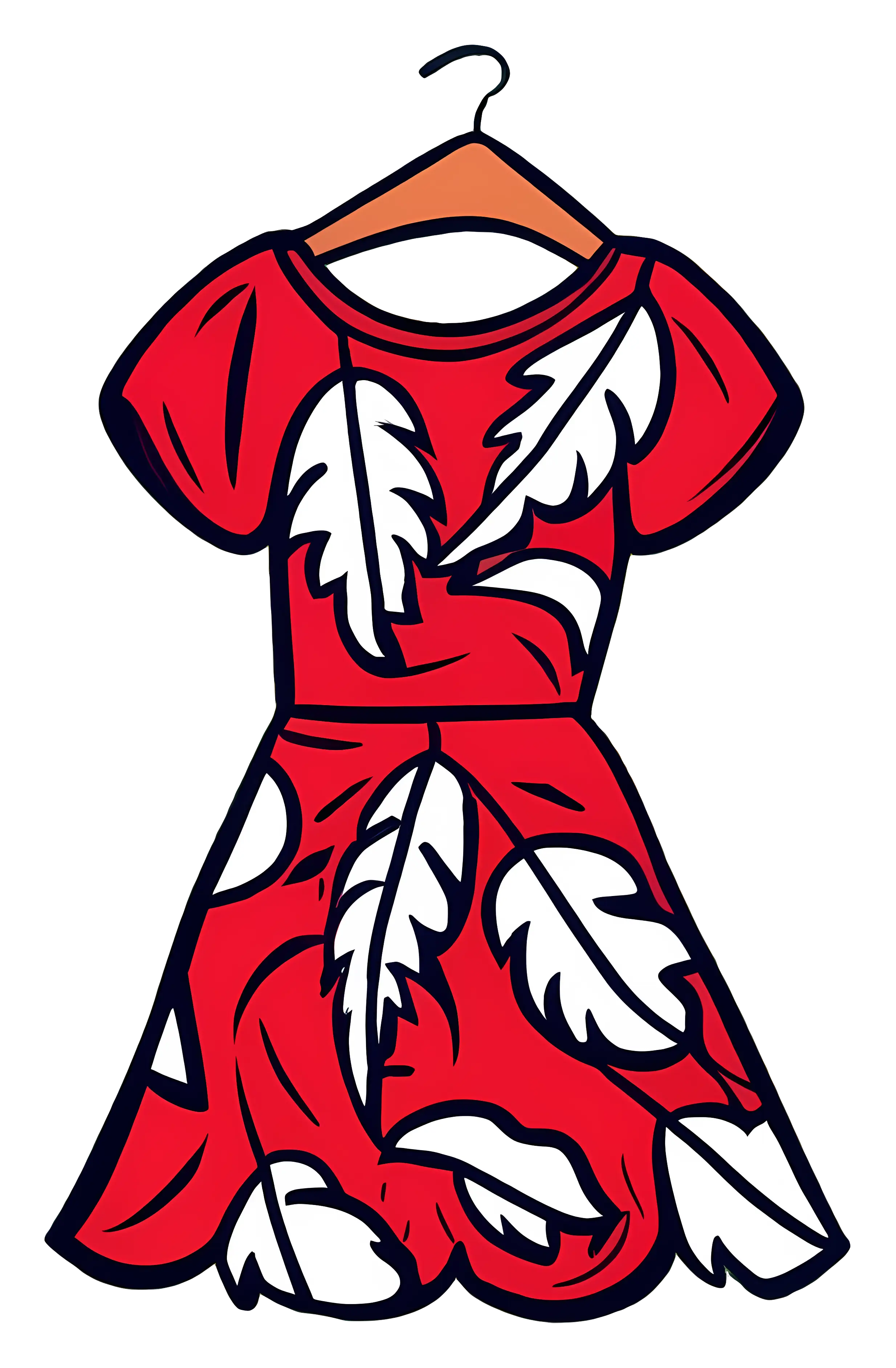 Red Dress with Leaf Pattern