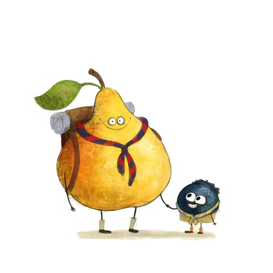 Cute Pear and Berry Cartoon Characters