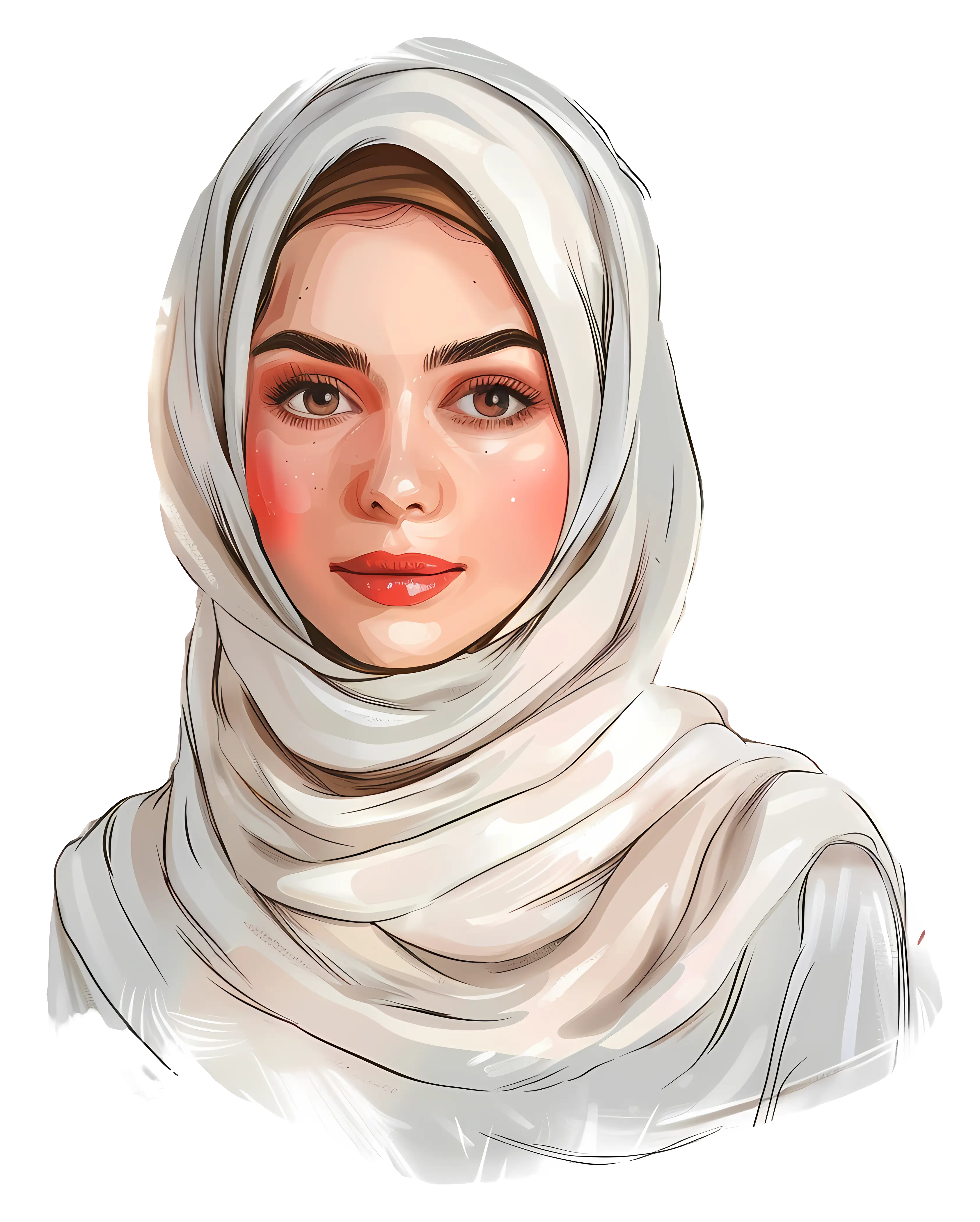 Female Portrait in Hijab Illustration