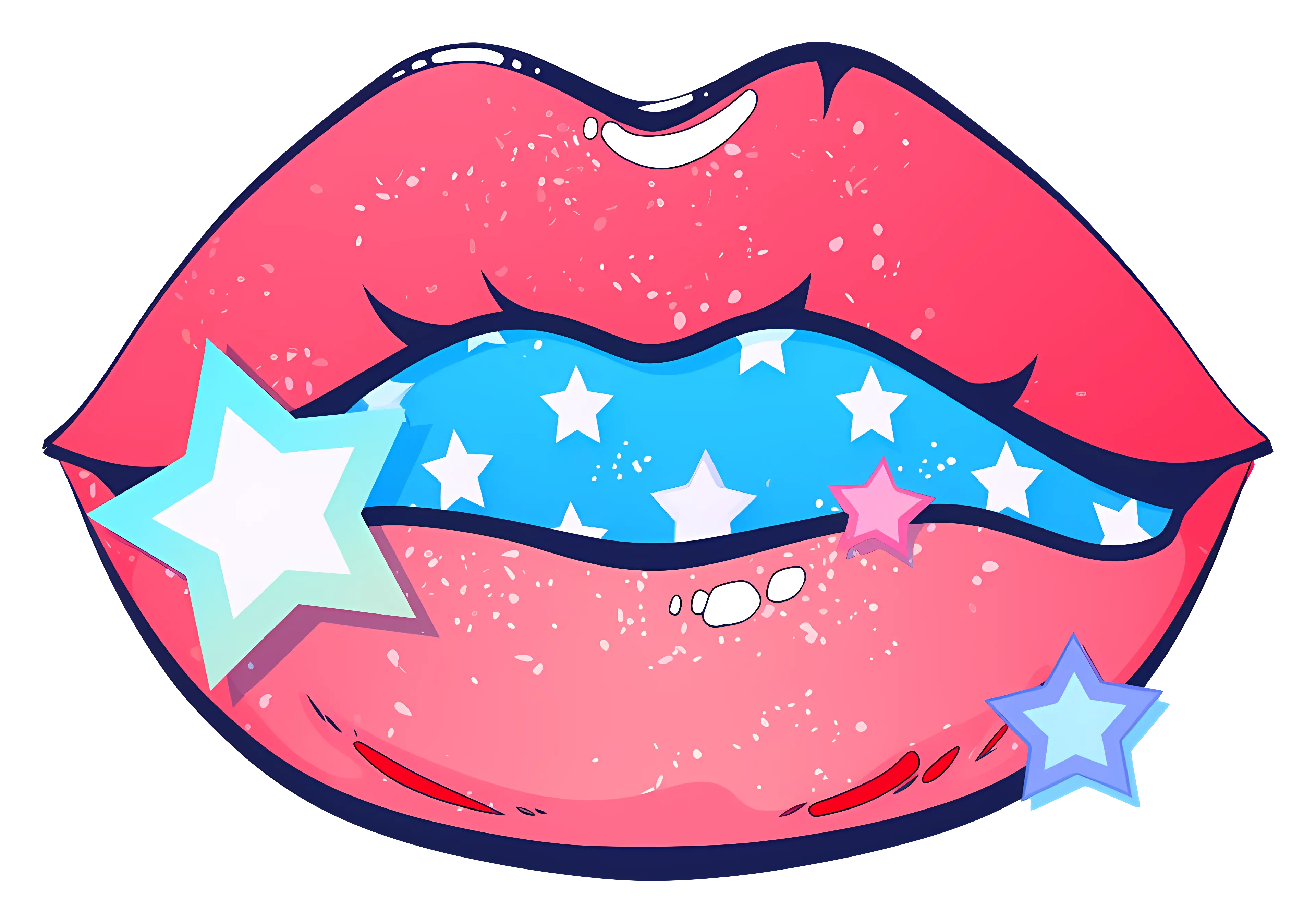 Colorful Lips with Stars