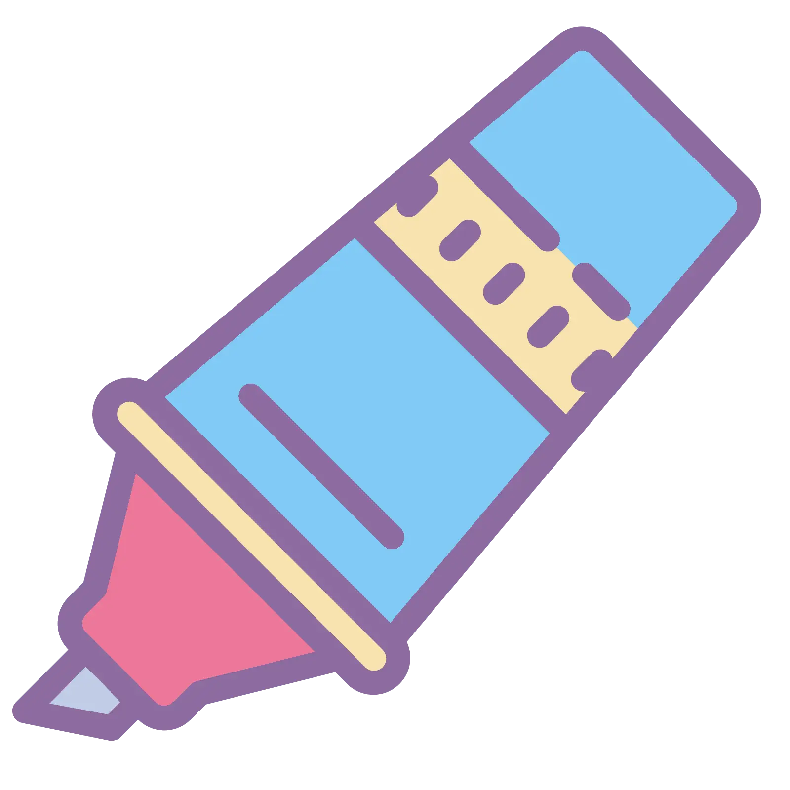 Colorful Pen or Marker Illustration in Flat Style