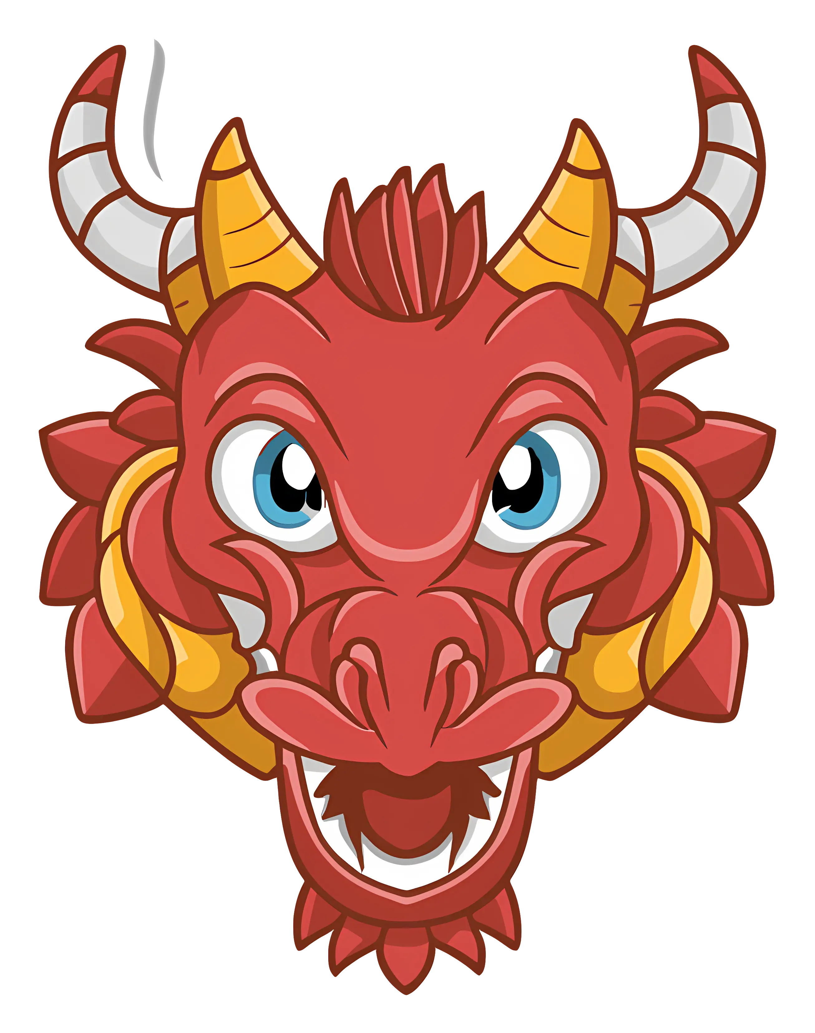 Cartoon Red Dragon Head Illustration