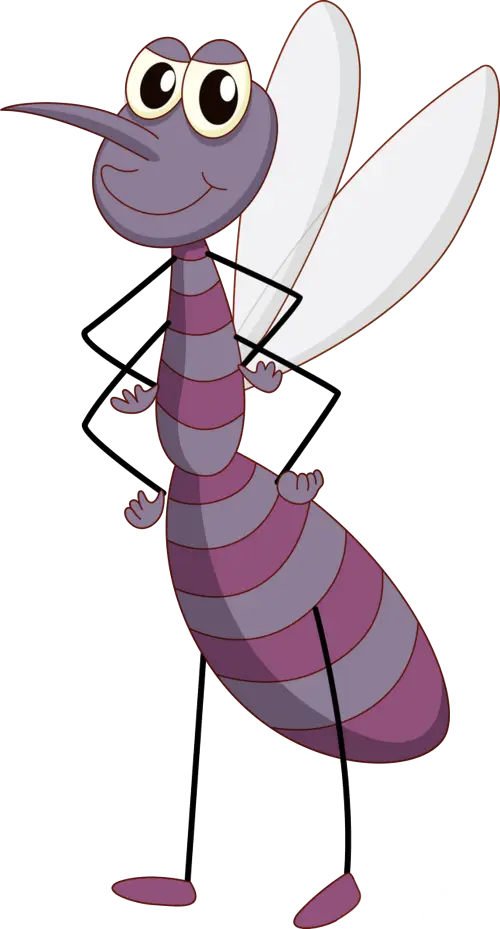 Purple Mosquito Cartoon Character