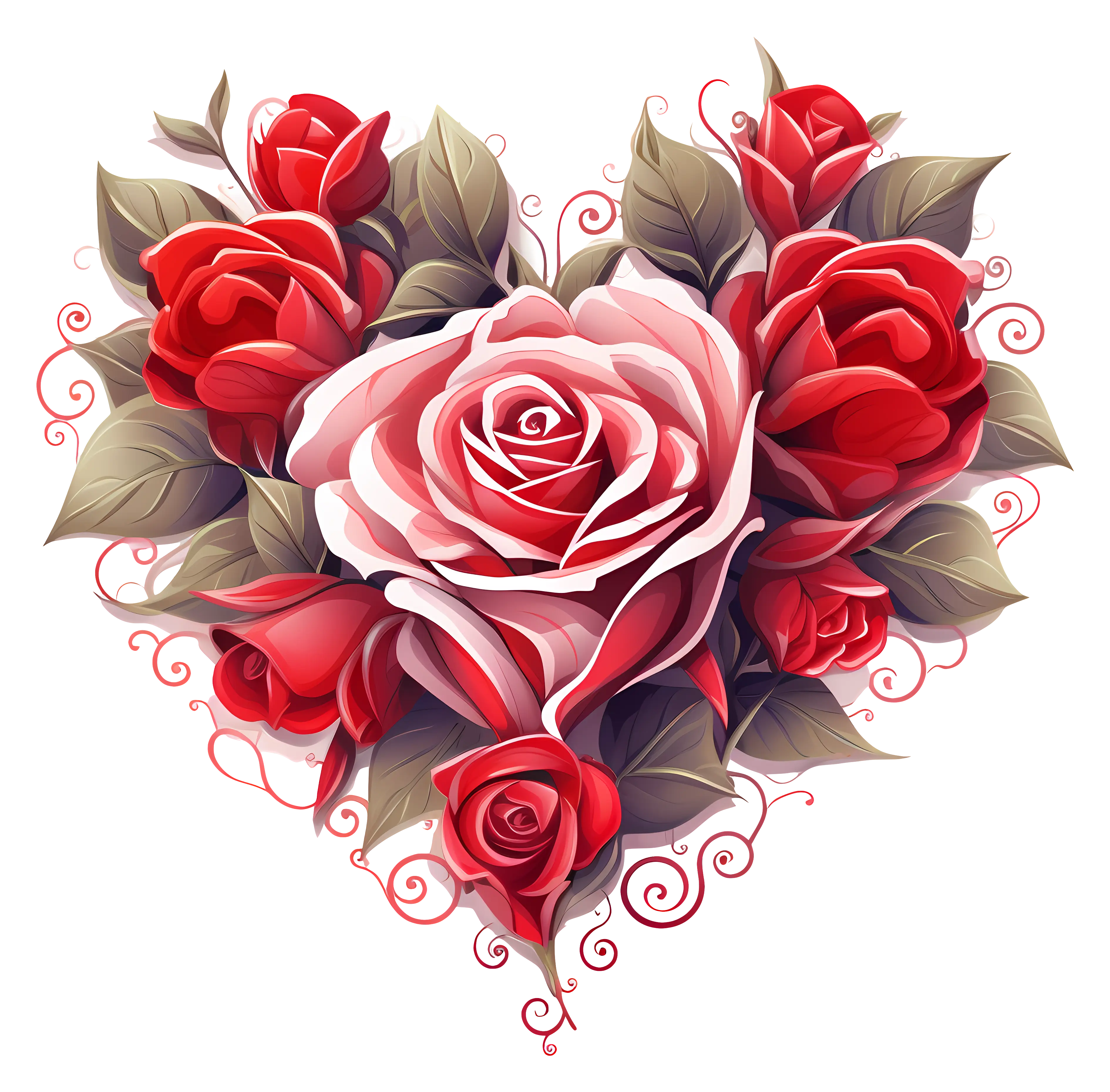 Decorative Heart with Stunning Red Roses