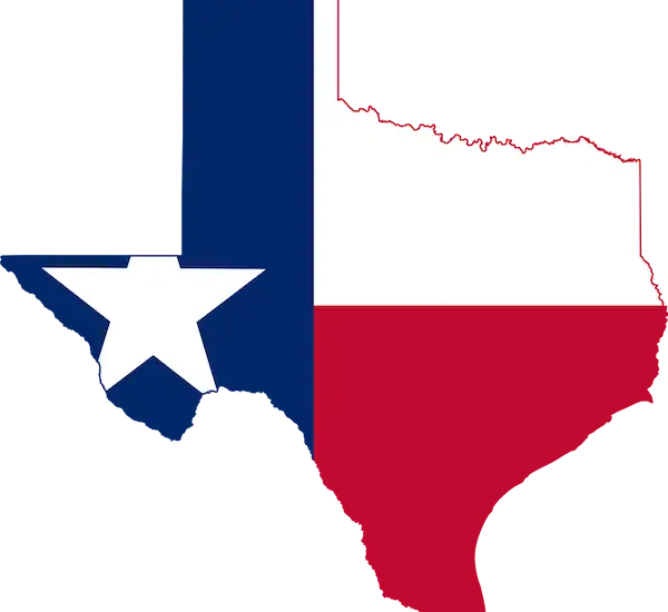 Texas State Map with Flag Overlay