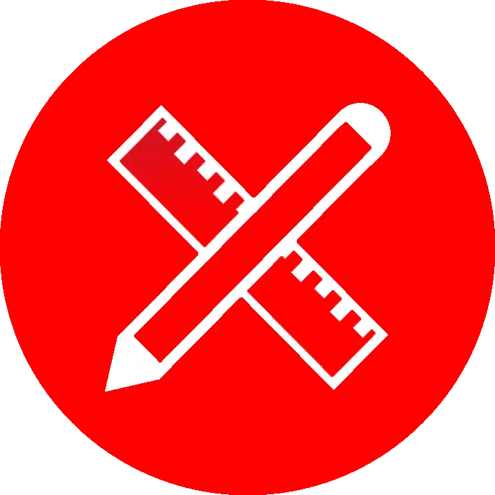 Pencil and Ruler Icon in Red Circle