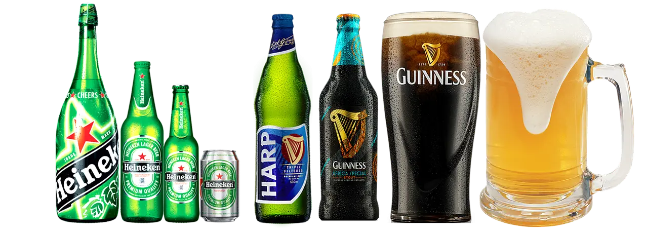 Various Beer Bottles and Glasses