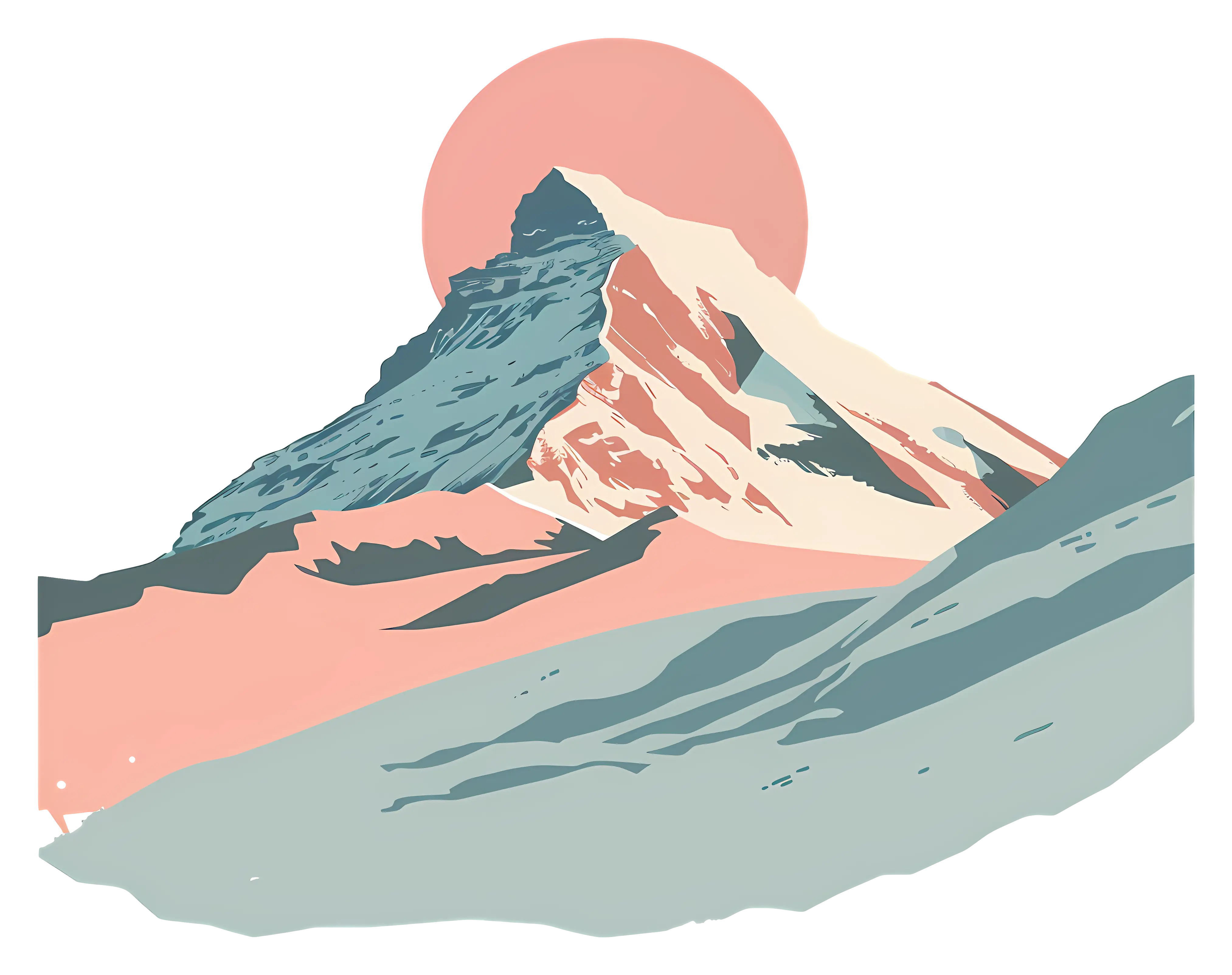 Abstract Mountain Landscape with Sunset Colors