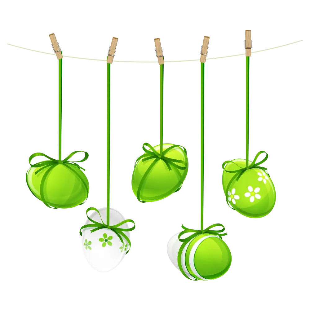 Green Hanging Ornaments with Ribbons