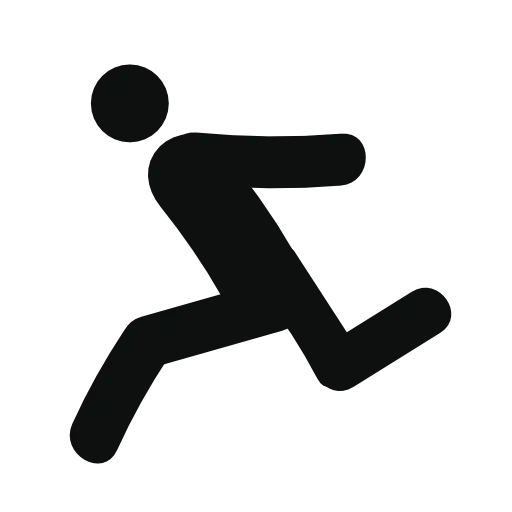 Running Person Symbol in Black Silhouette