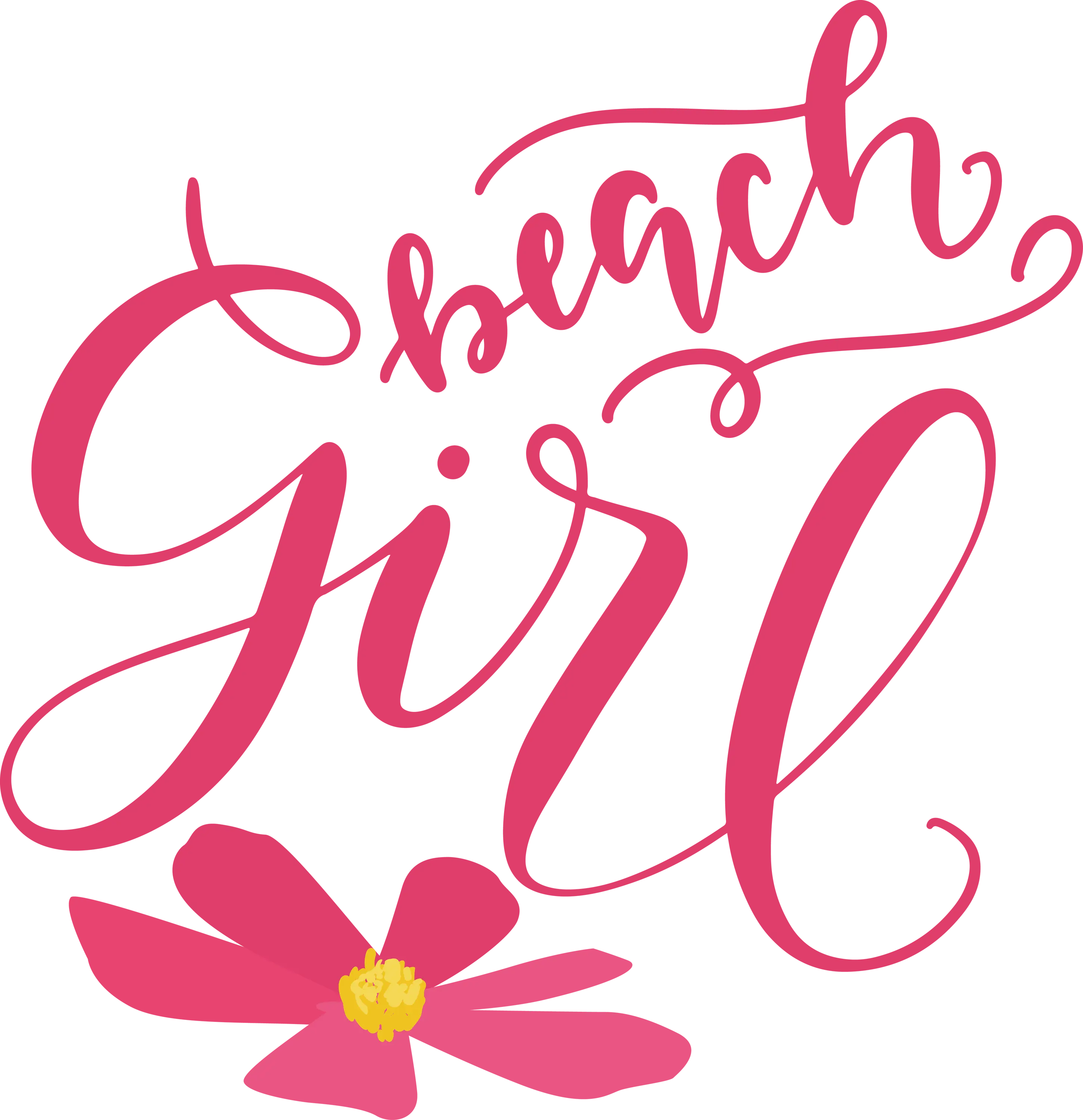 Beach Girl Typography with Floral Design