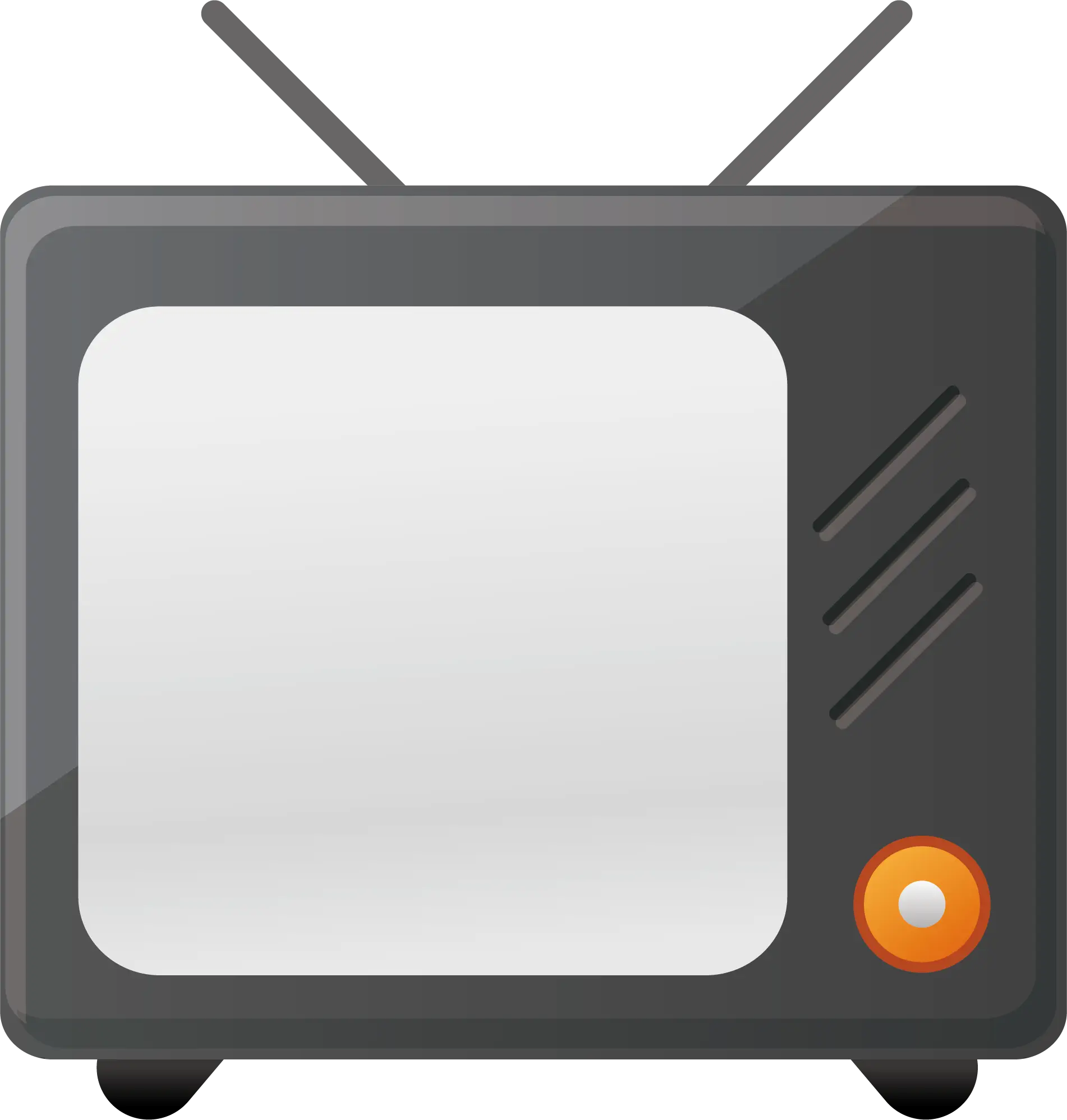Gray Retro Television with Orange Button