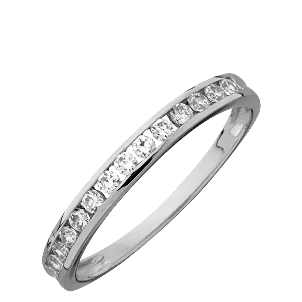 Elegant Silver Diamond Ring with Embedded Stones