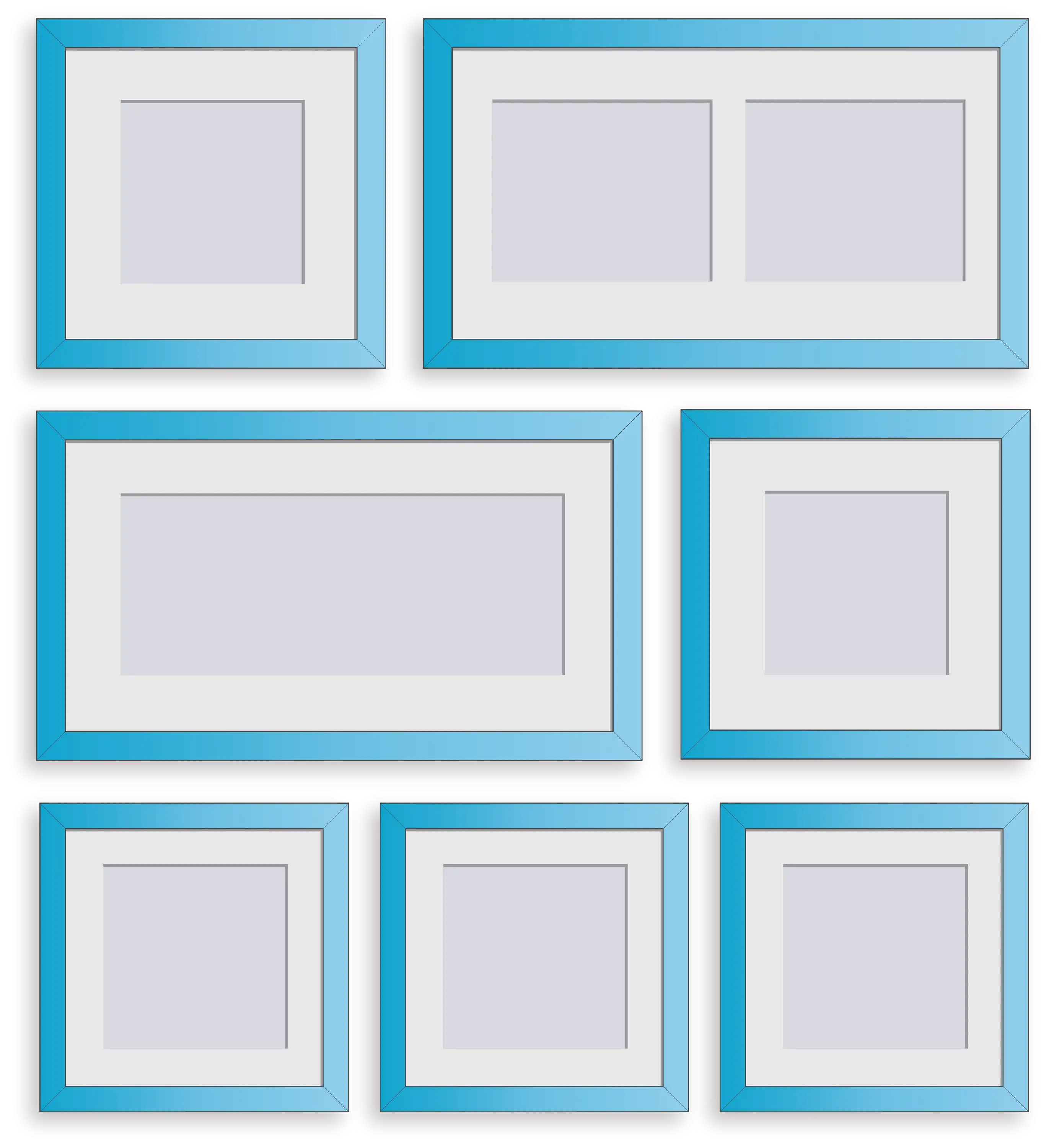 Set of Blue Photo Frames for Display