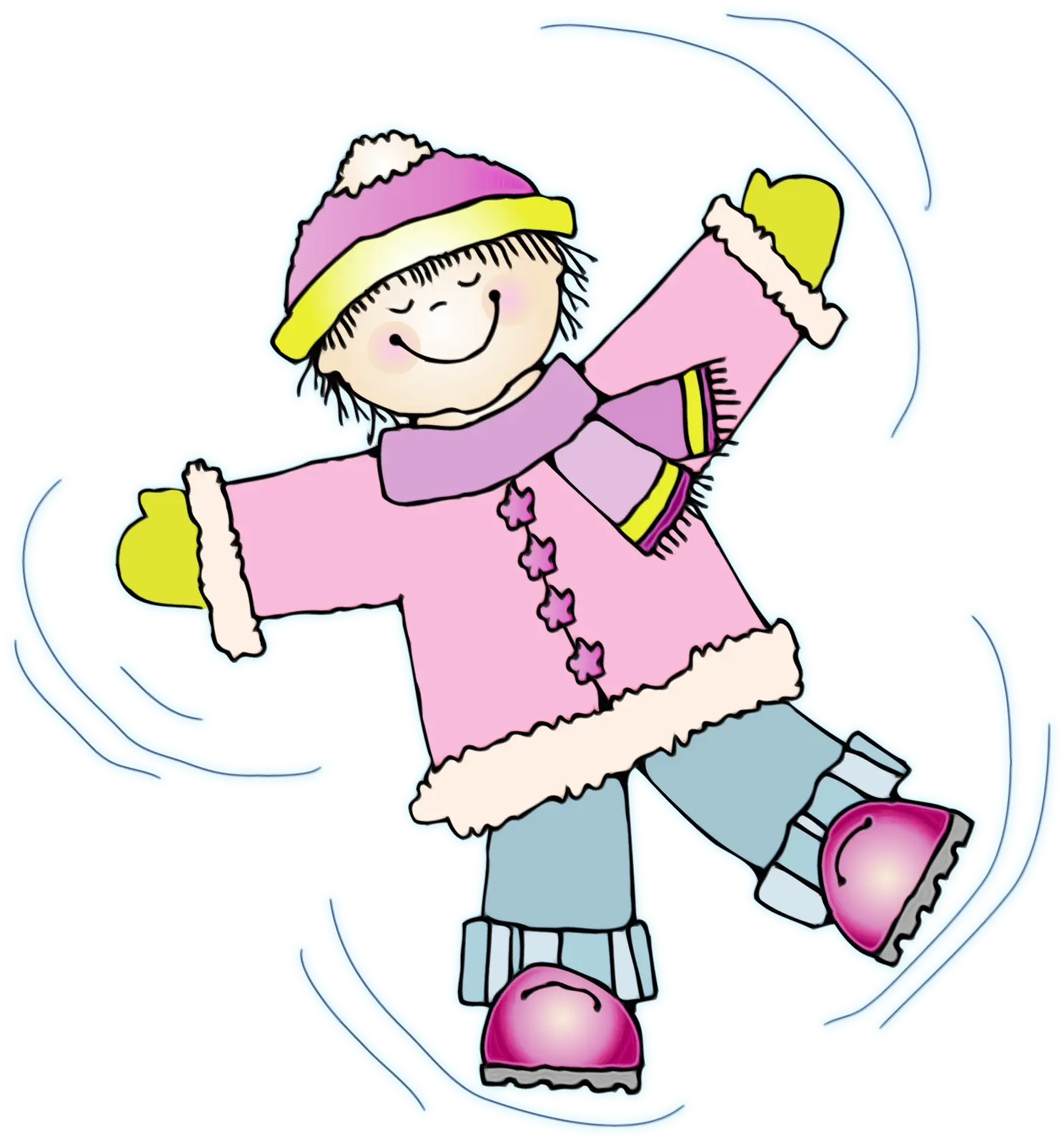 Child Playing in Snow for Winter Holiday Illustration