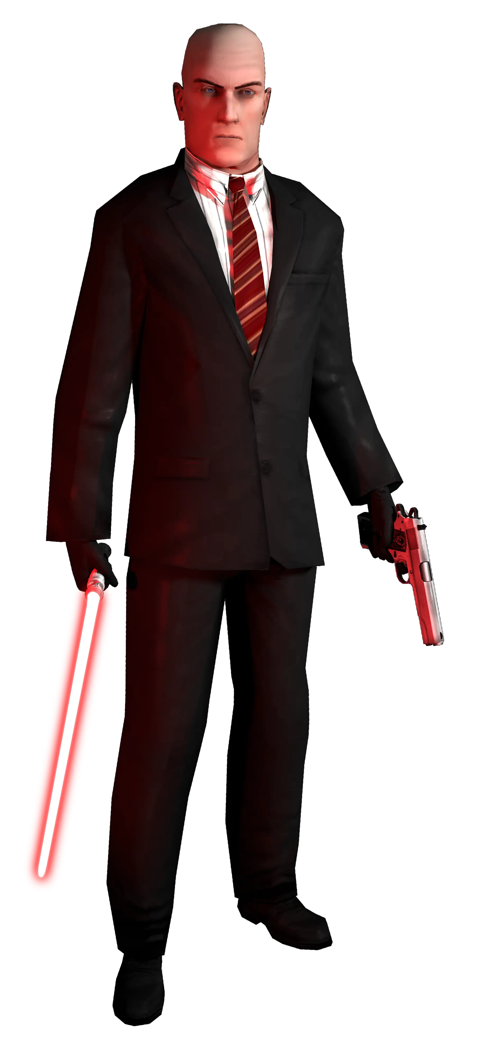 Man in Suit Holding Weapons