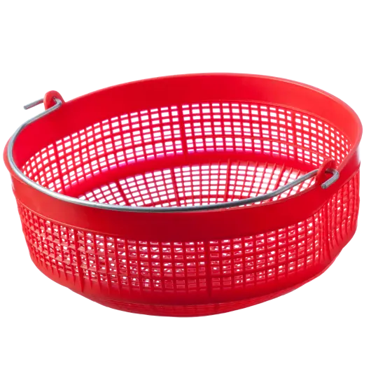 Round Red Plastic Basket with Handle