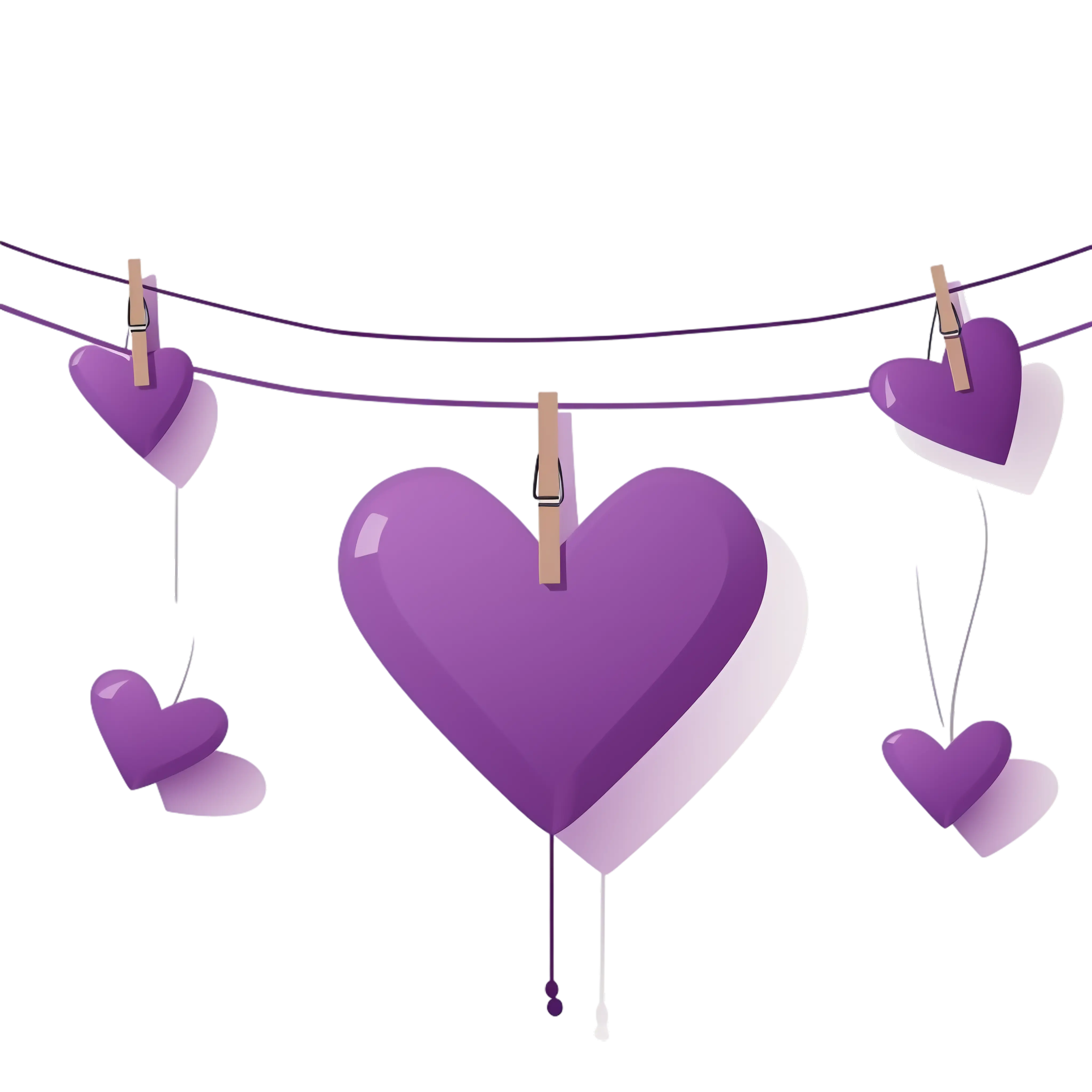 Hanging Purple Paper Hearts for Decoration