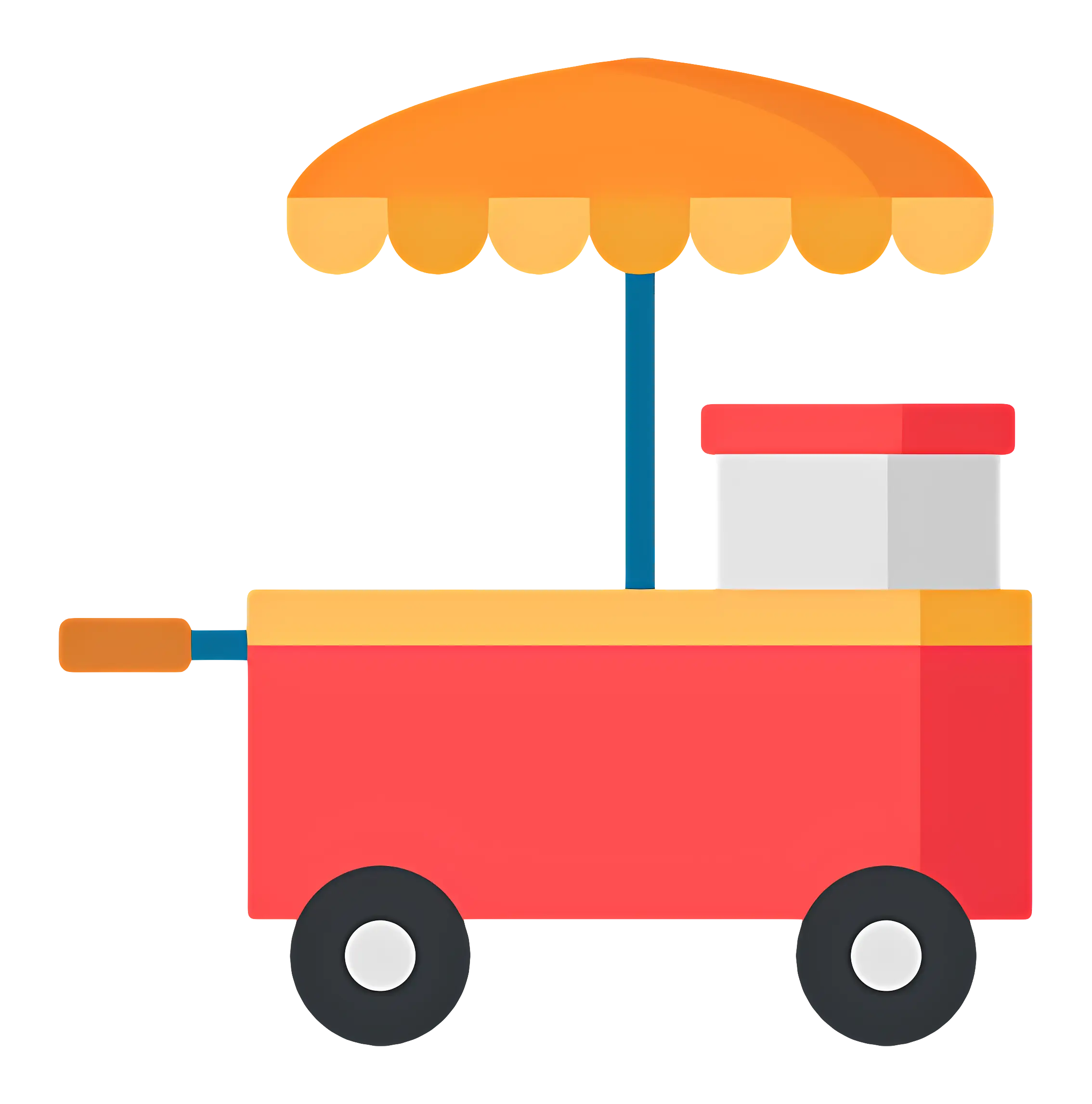 Bright Food Cart with Orange Umbrella