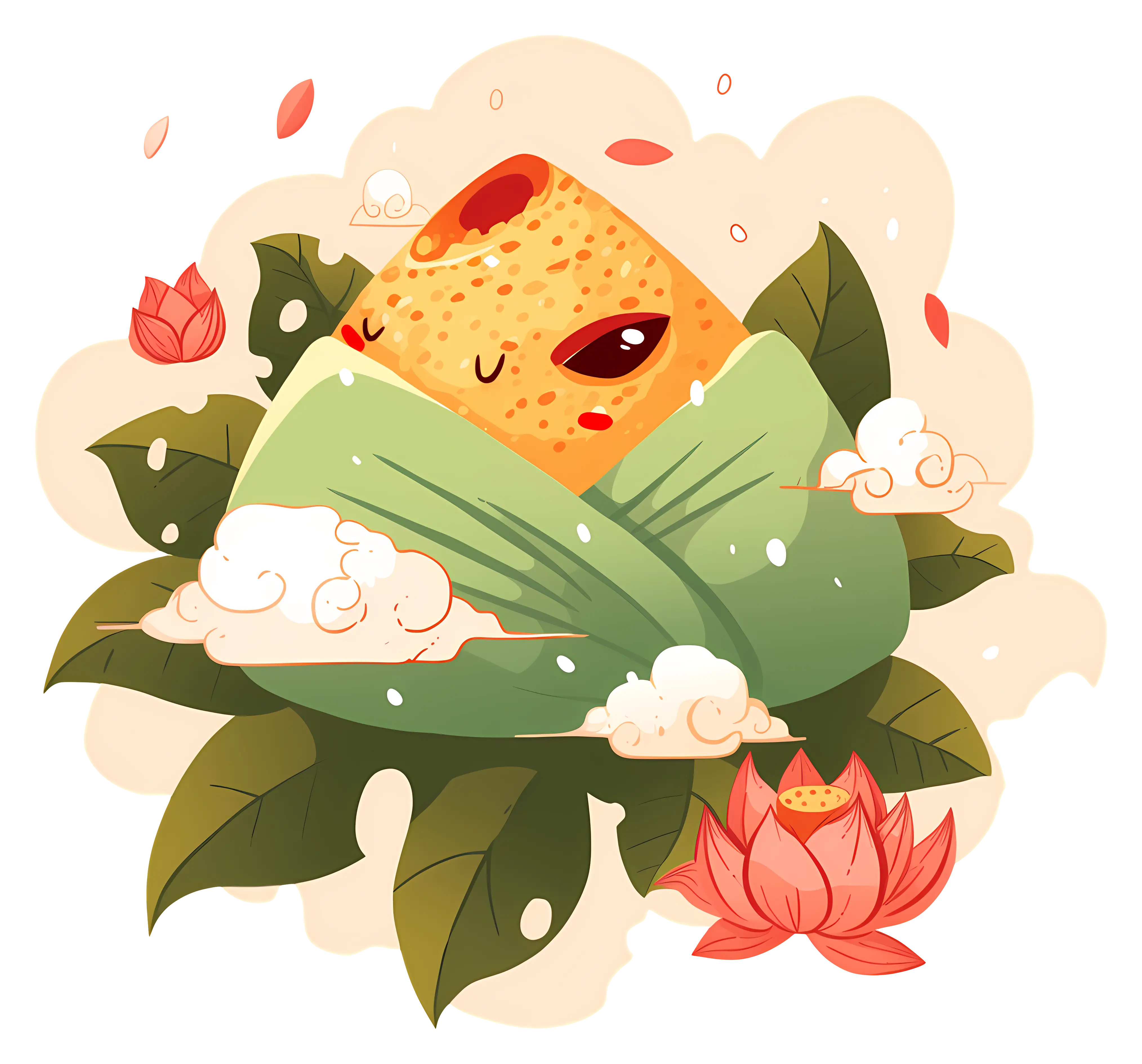 Cute Rice Dumpling with Lotus Leaves