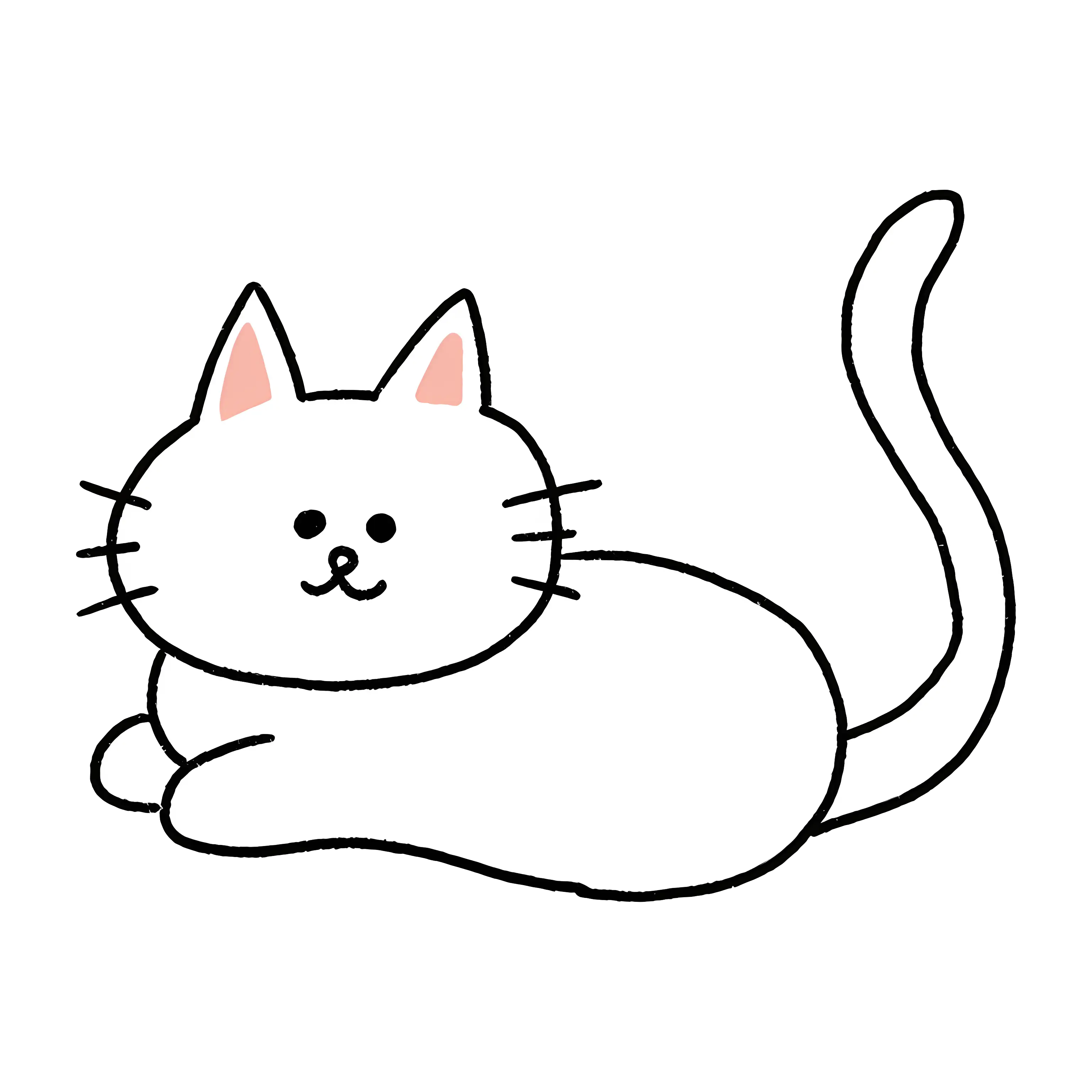 Simple White Cat Cartoon Illustration