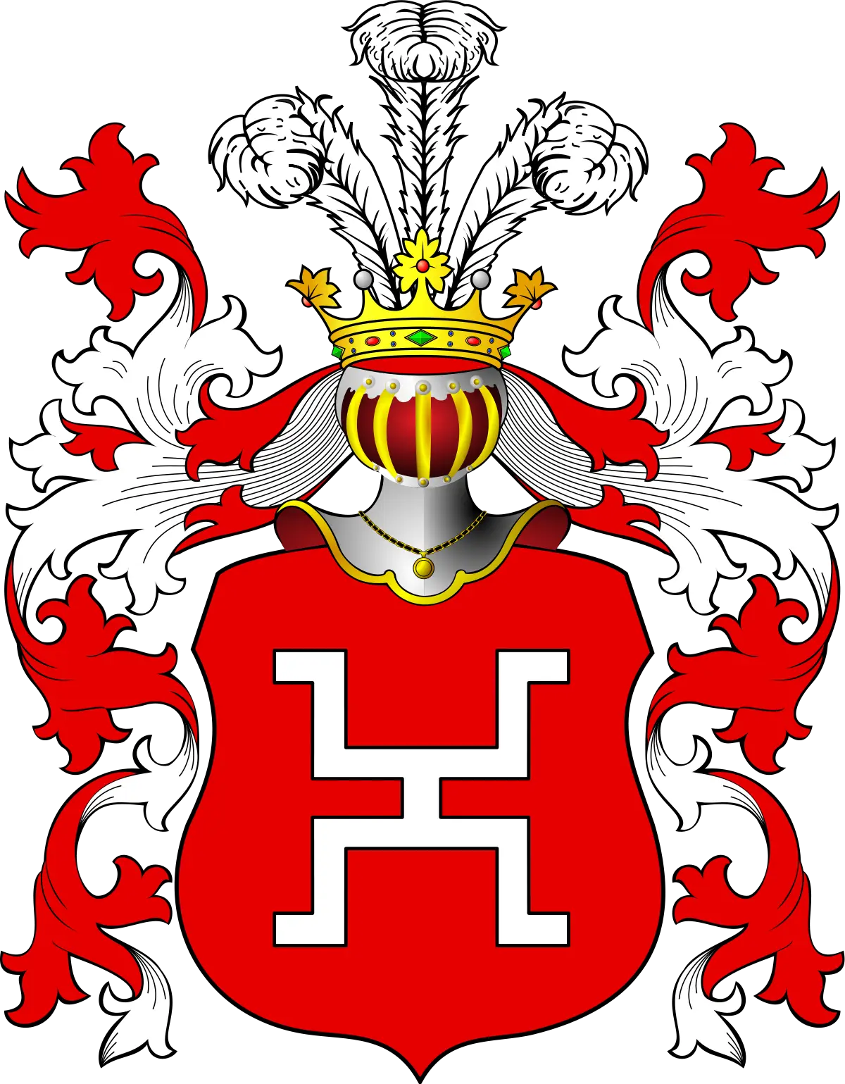 Red Coat of Arms with Shield and Crown