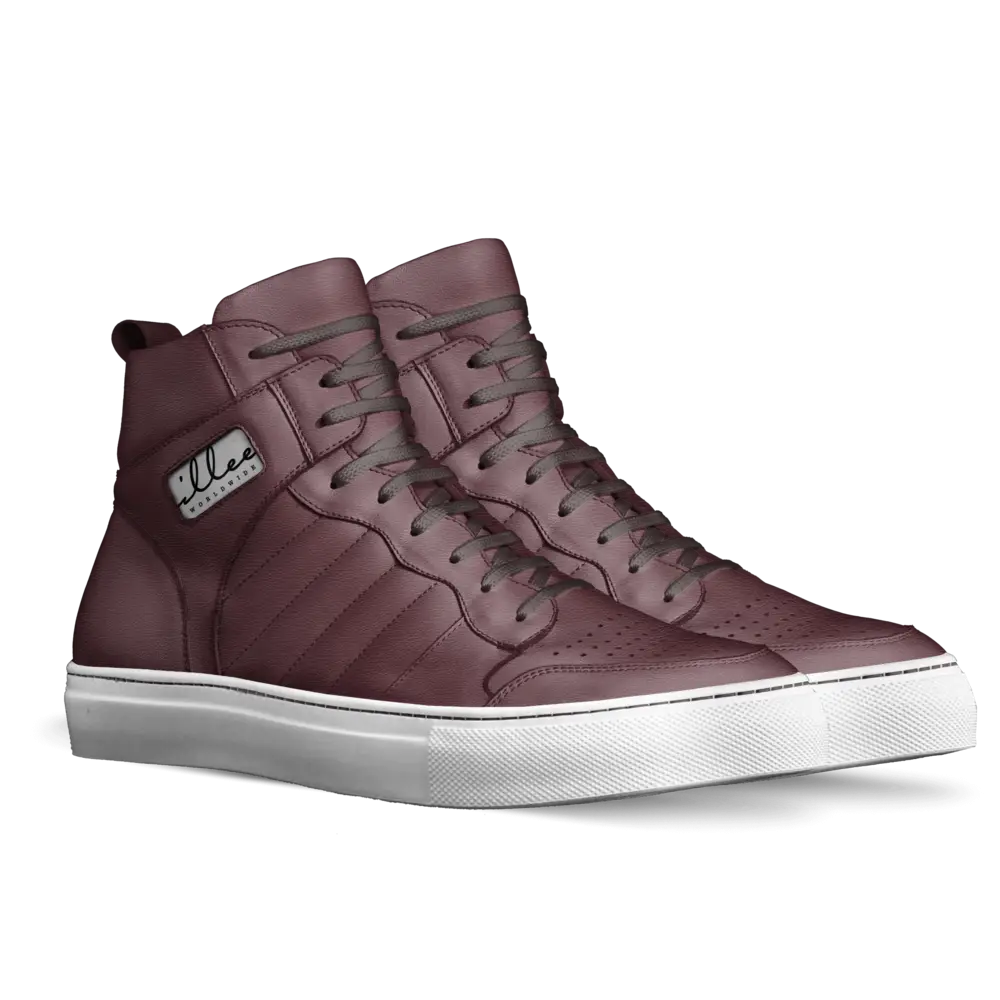Brown Leather Sneakers with White Soles