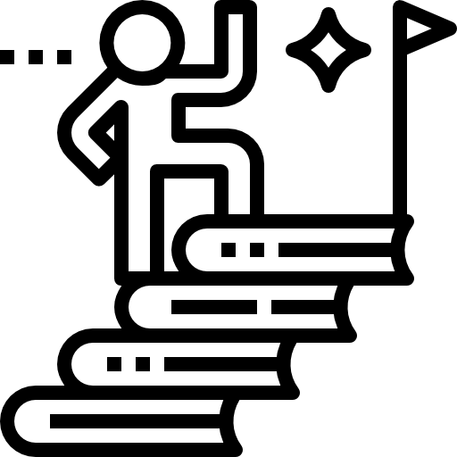Person Climbing Books Icon for Educational Success