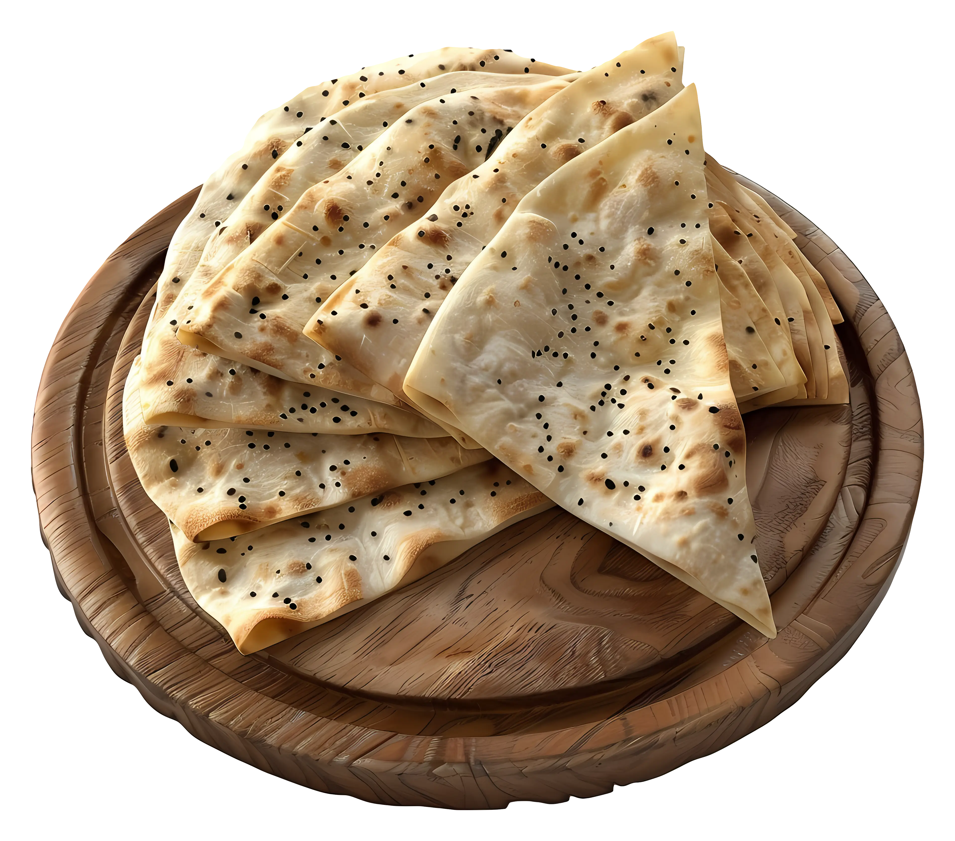 Flatbread on Wooden Plate