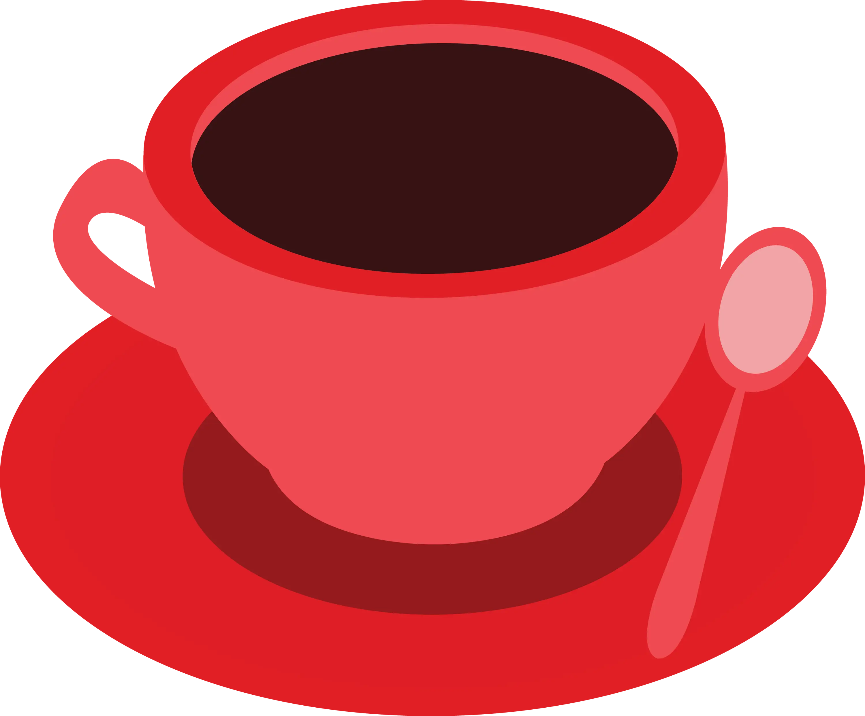 Red Cup with Coffee and Saucer