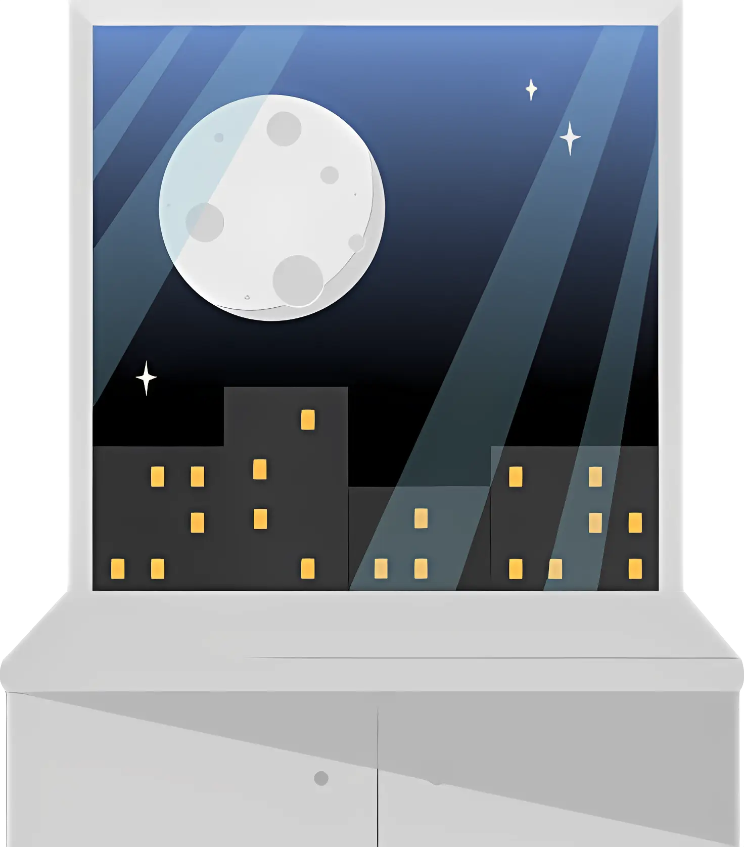 Night View from Window with Moon