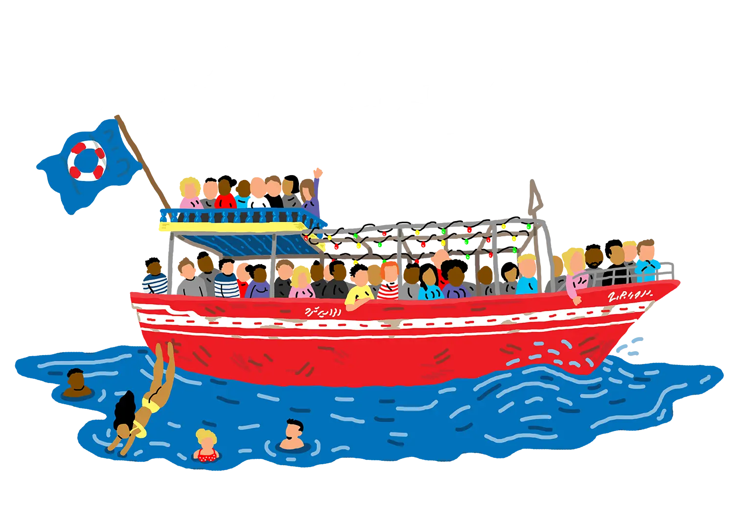 Colorful Boat with People