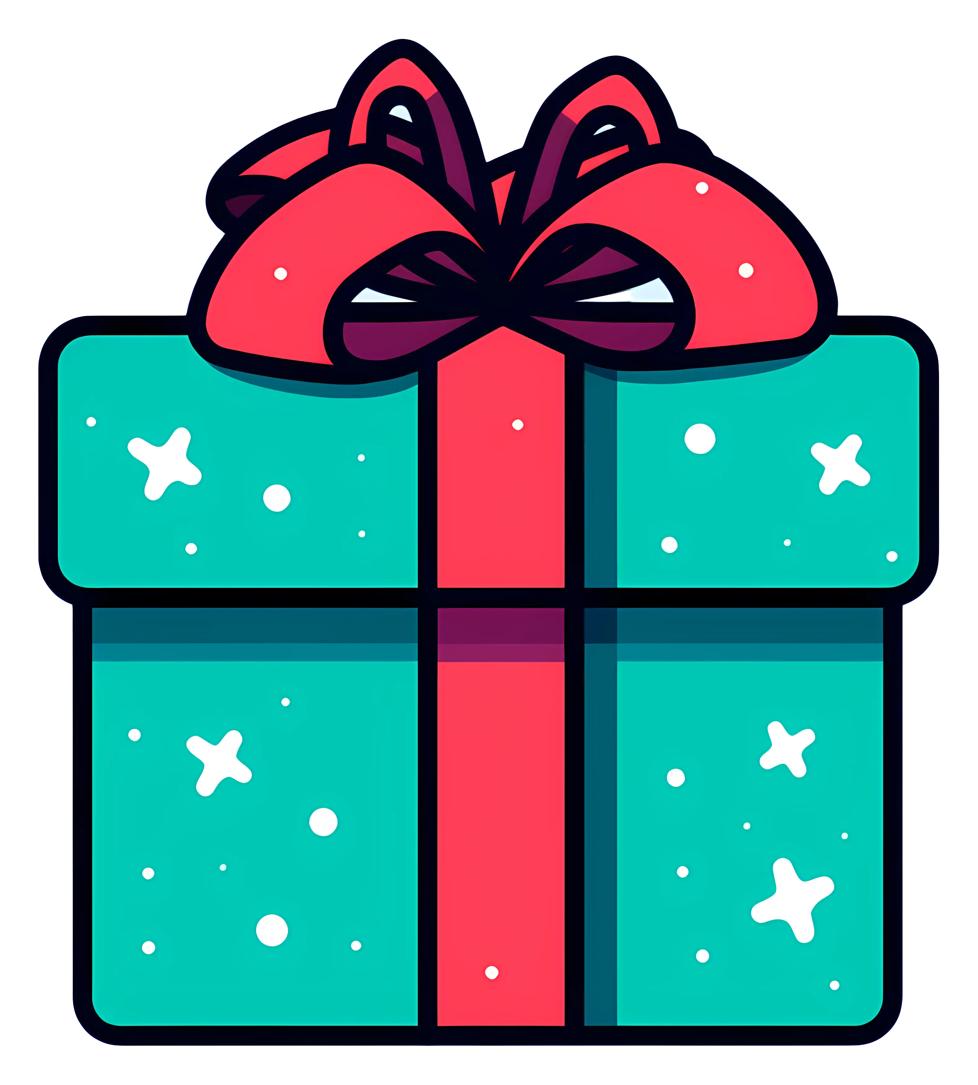 Blue-Green Gift Box with a Bow