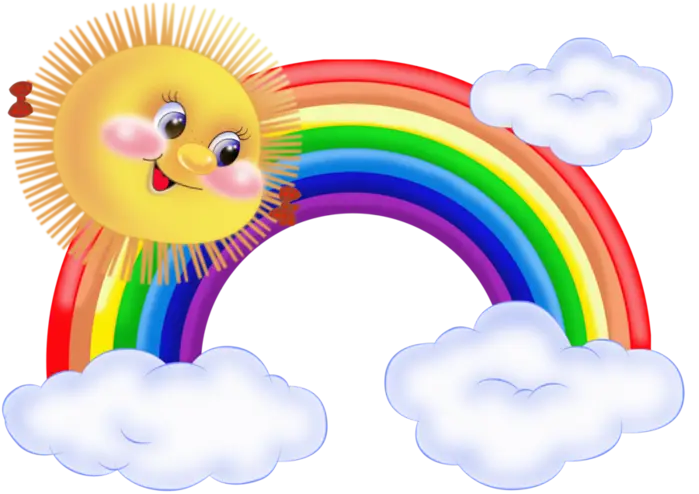 Bright Sun, Rainbow, and Clouds Illustration