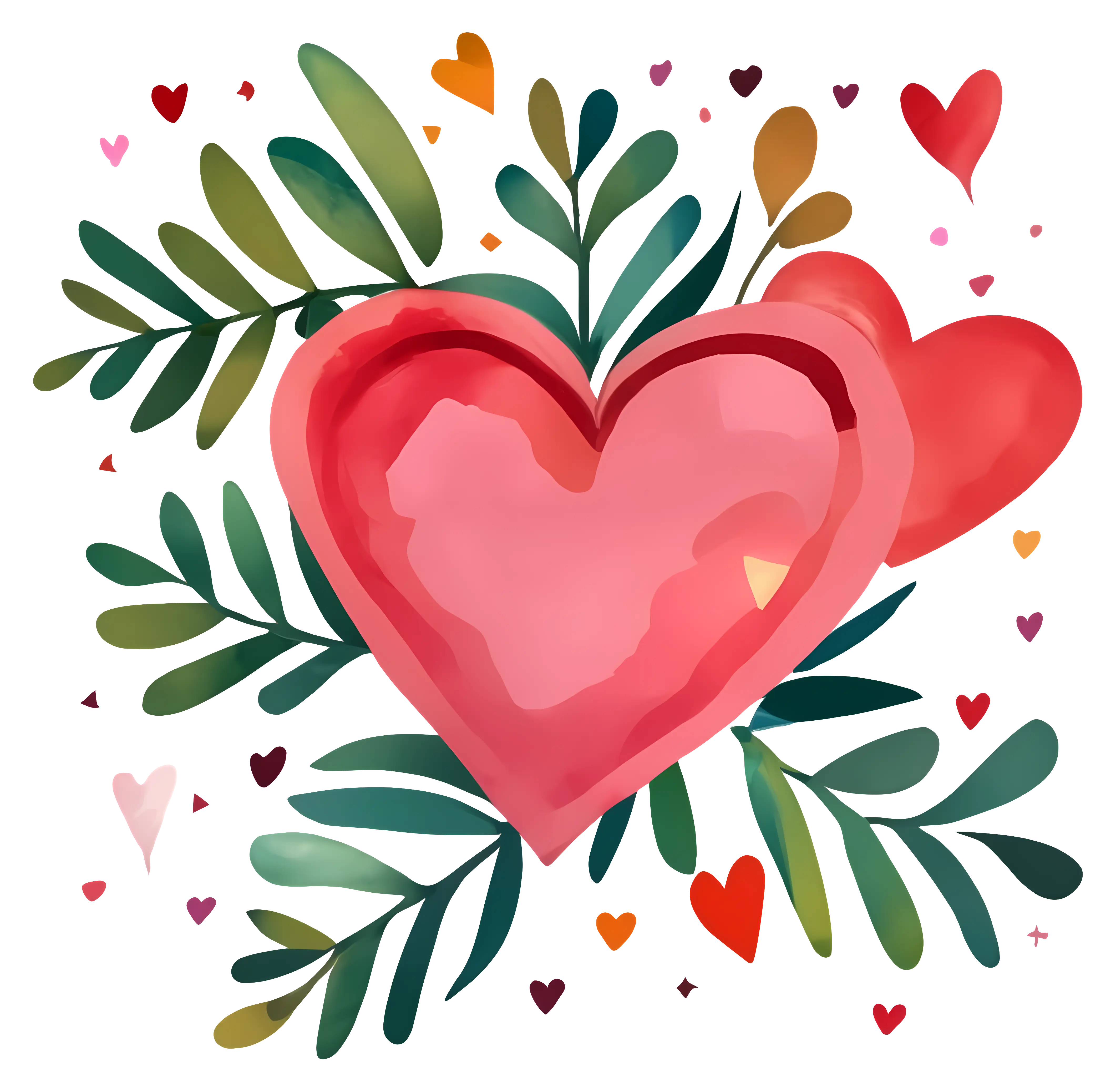 Romantic Heart with Leaves