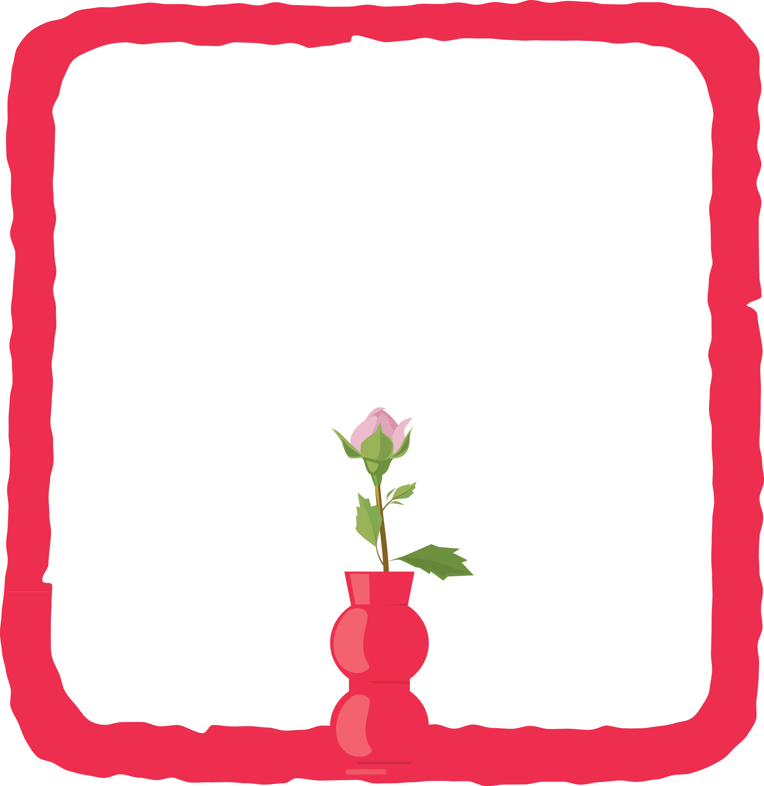 Pink Flower in Red Vase with Red Frame