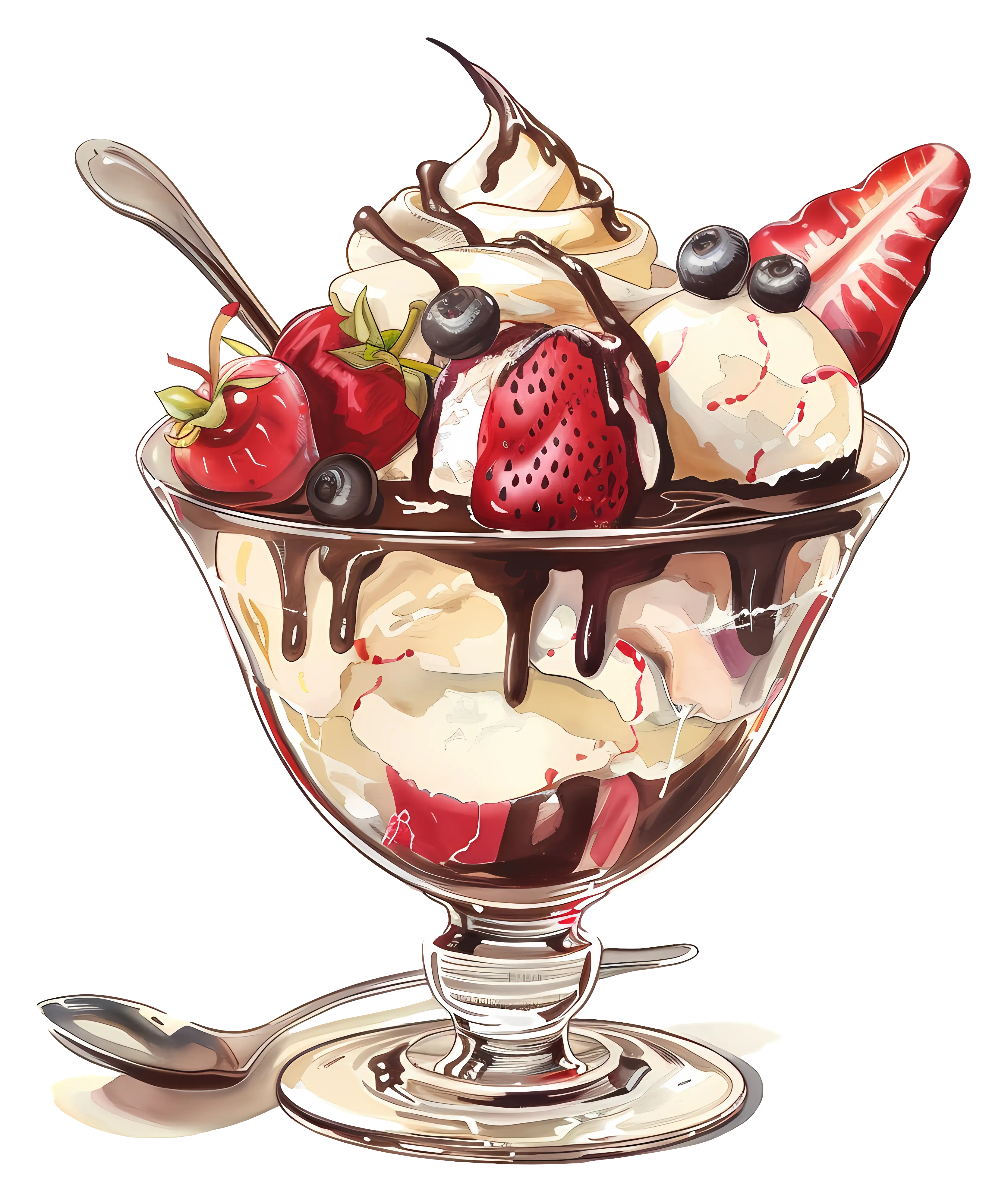 Delicious Chocolate Sundae with Berries