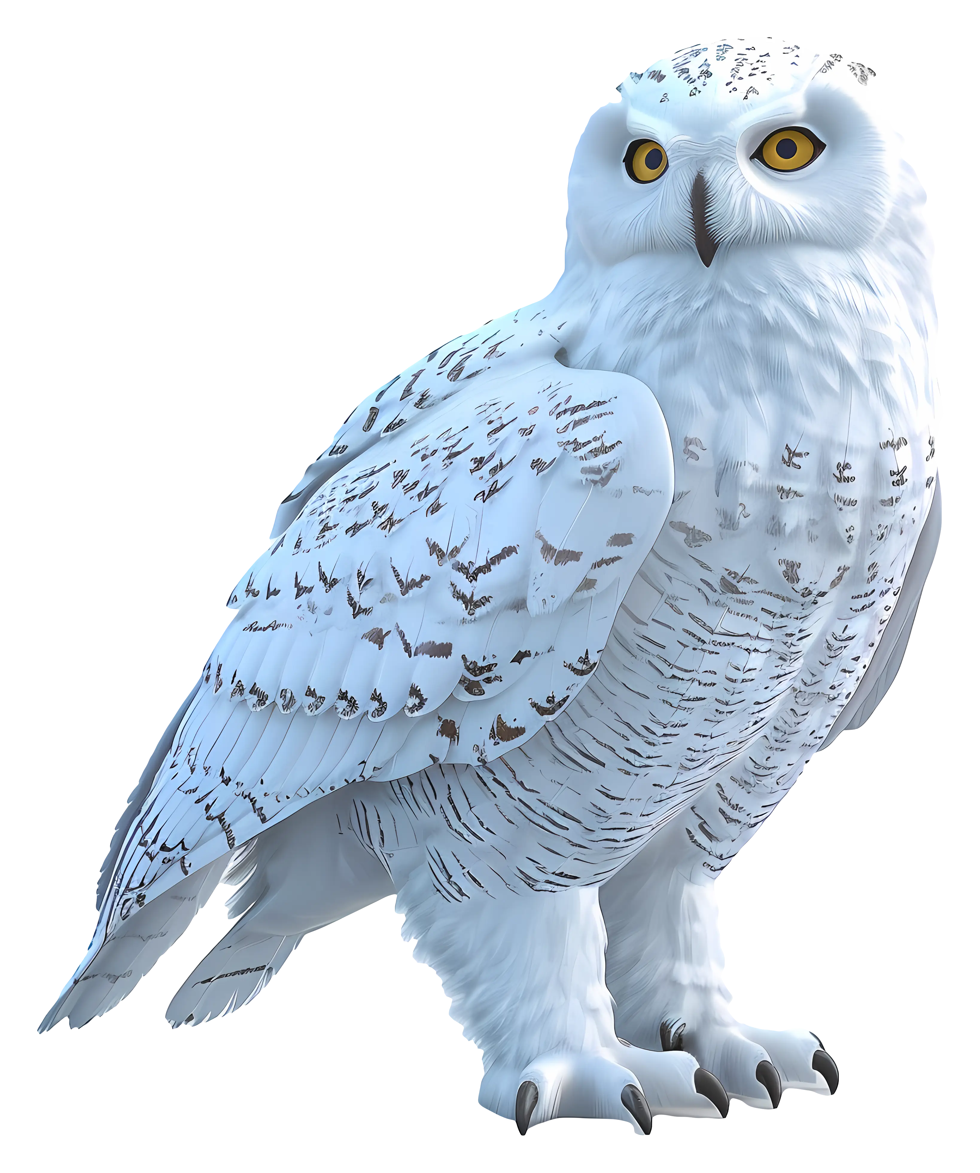 Beautiful Snowy Owl with Yellow Eyes