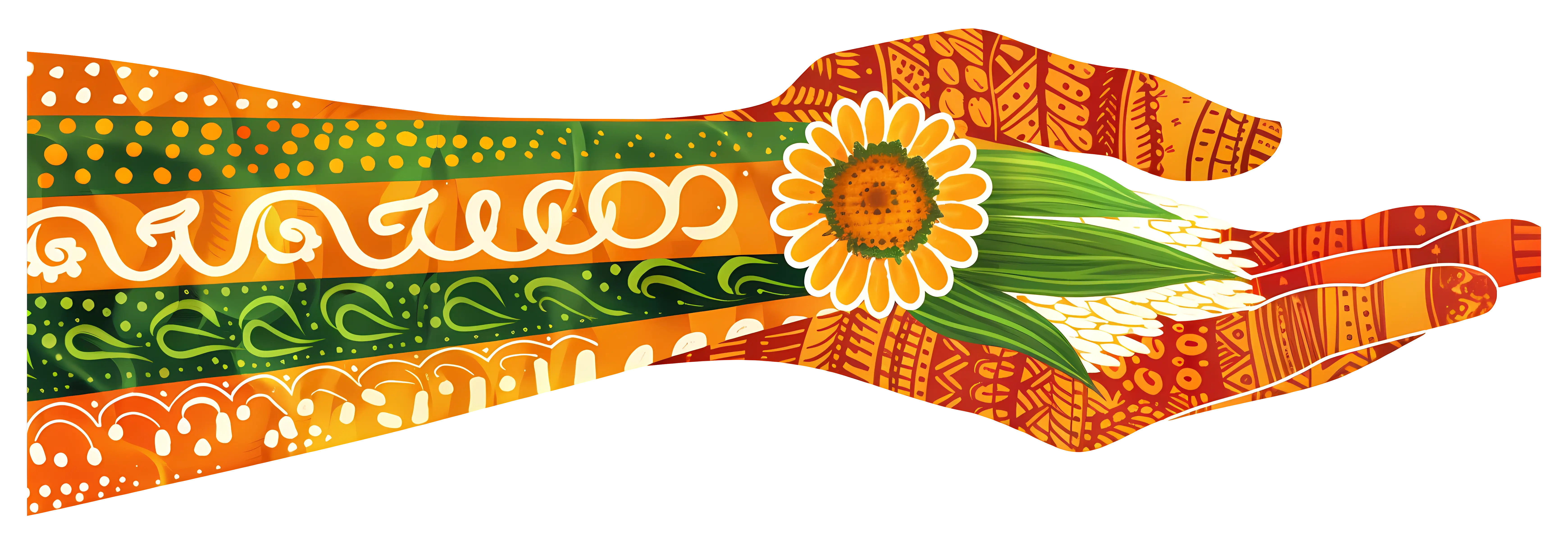 Colorful Decorative Hand with Flower