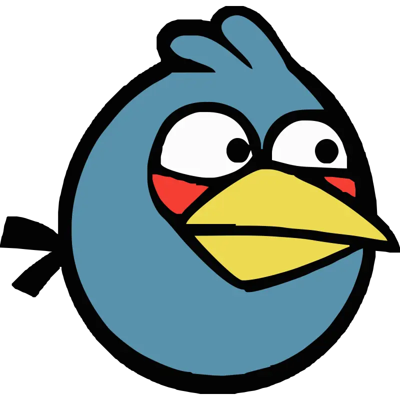 Blue Cartoon Bird with Angry Expression