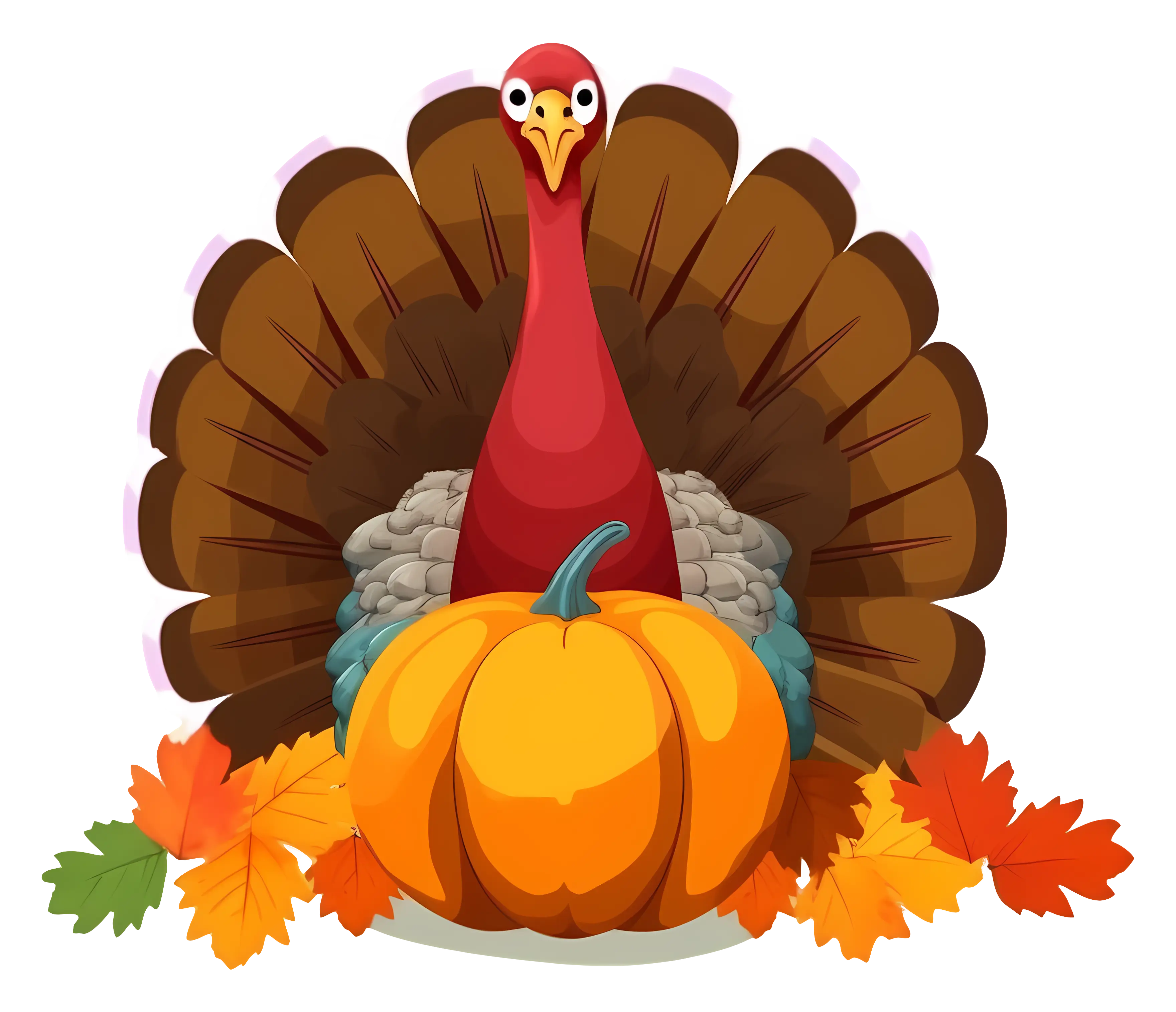 Thanksgiving Turkey with Fall Pumpkin
