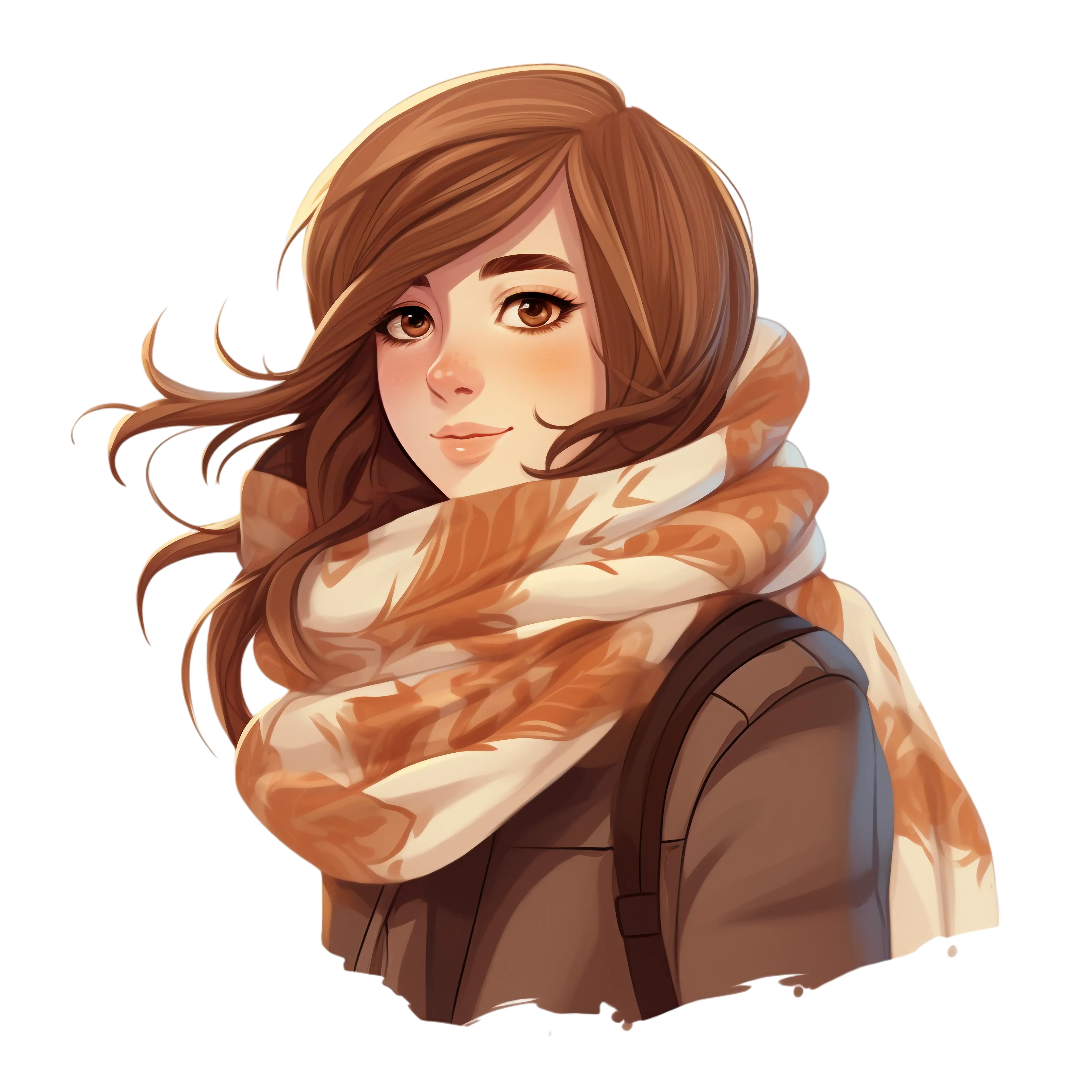 Girl Wearing a Warm Scarf in Autumn