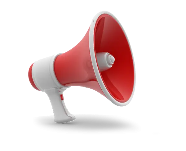 Red and White Megaphone for Announcements