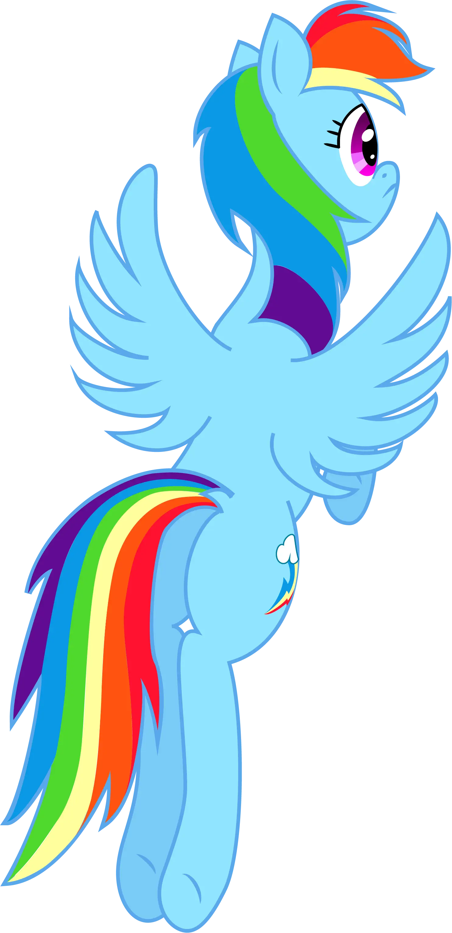 Blue Cartoon Pony with Rainbow Mane and Wings
