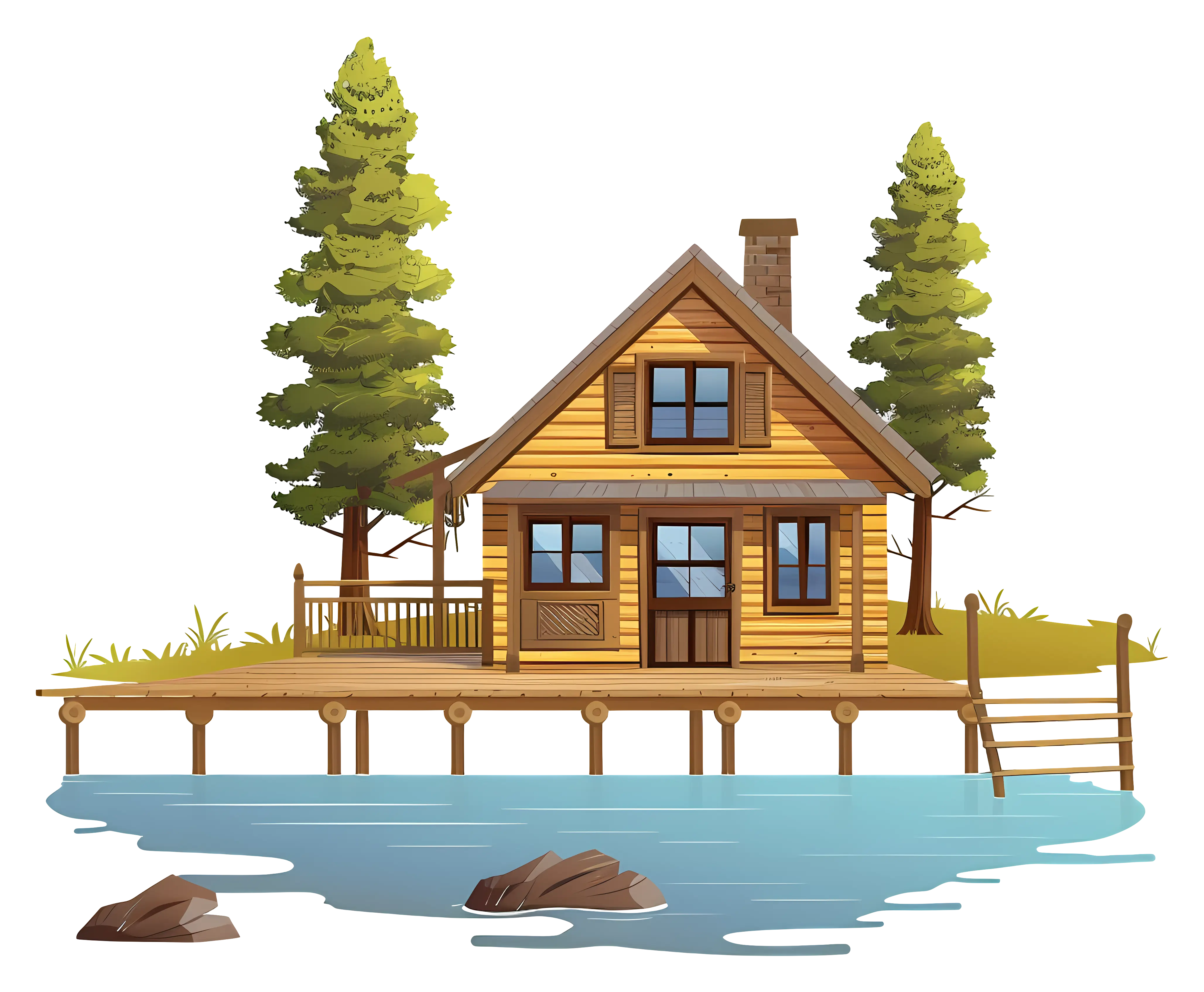 Wooden Cabin by the Lake Front