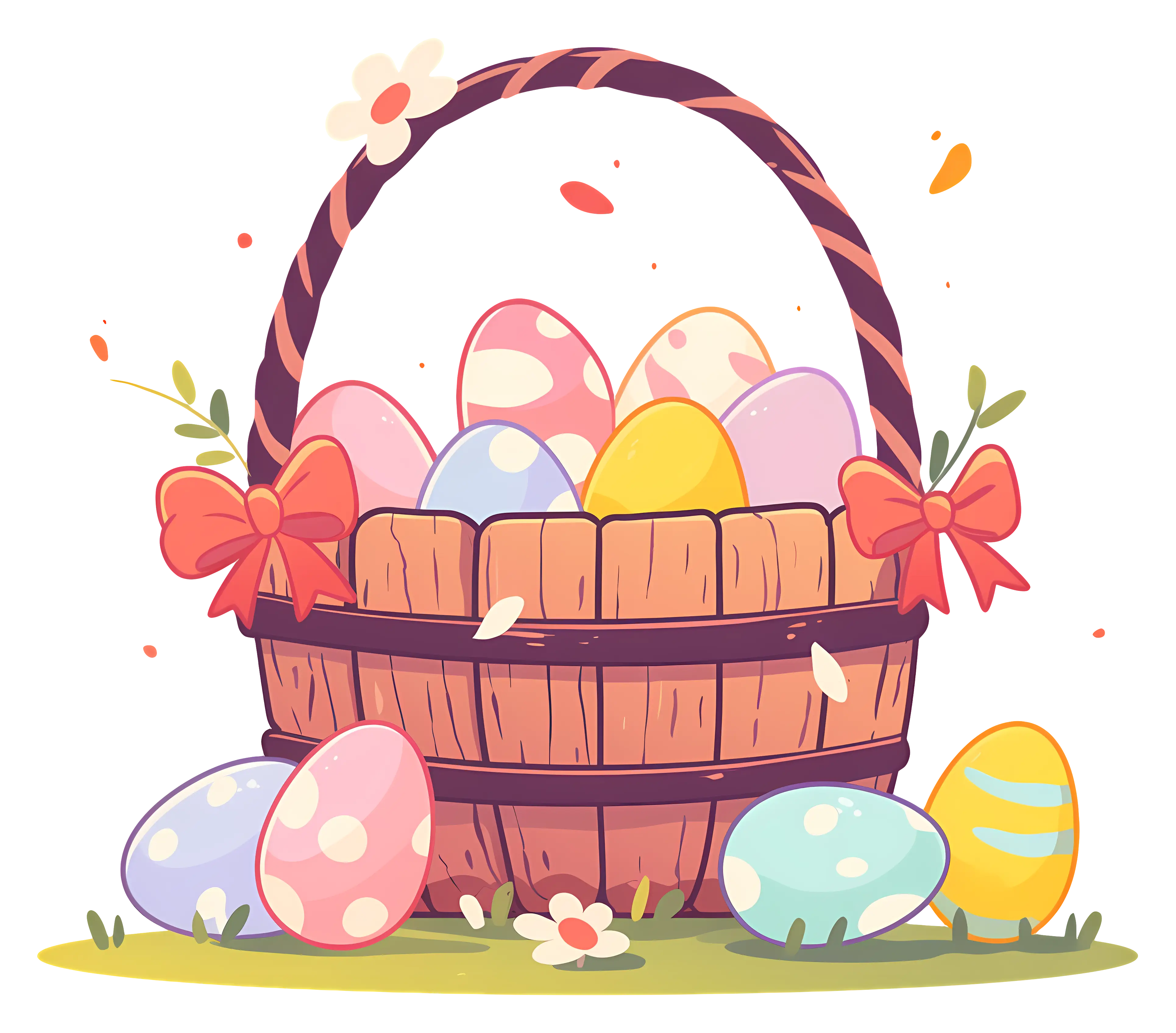 Basket of Colorful Easter Eggs