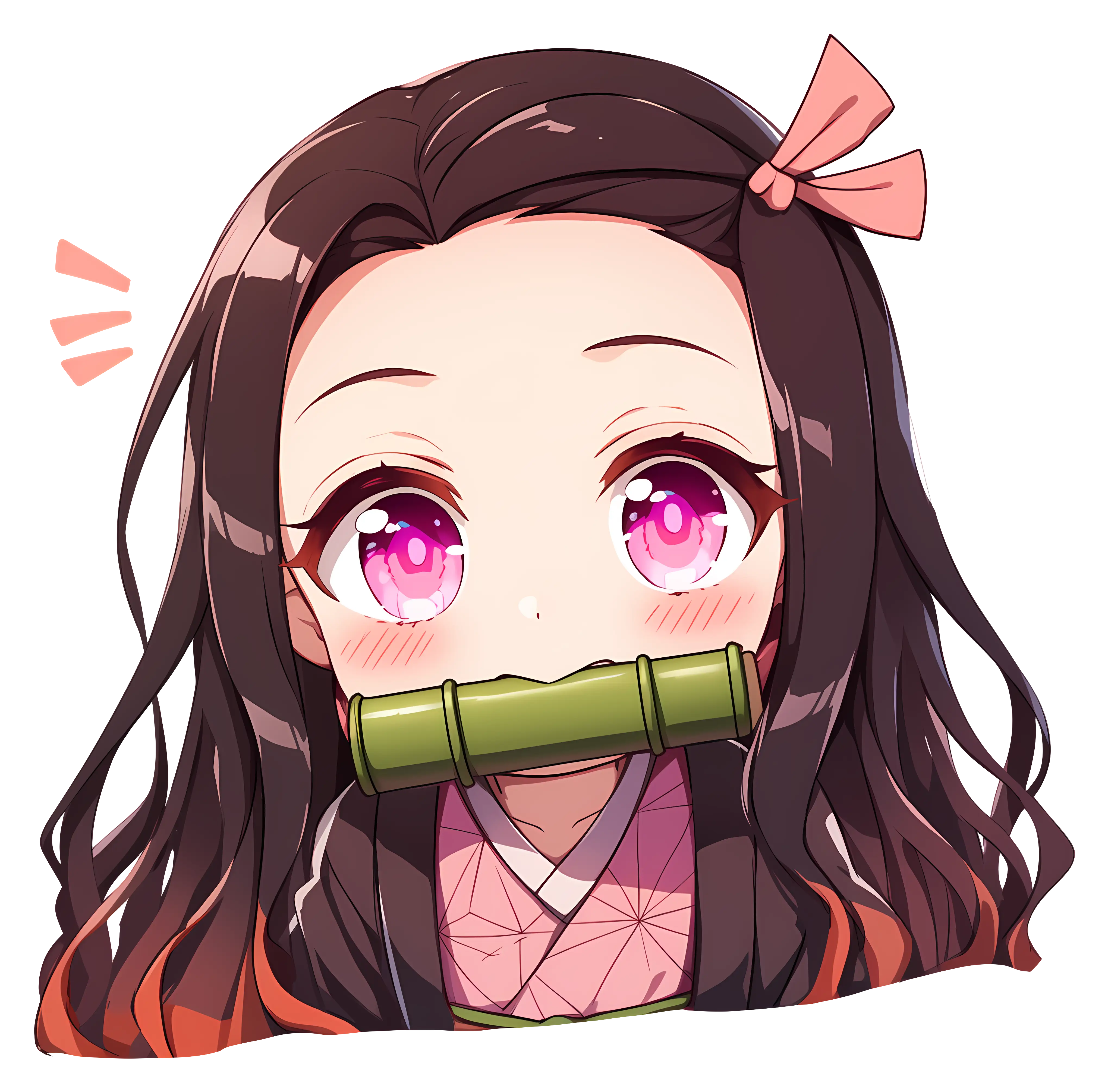 Anime Girl with Bamboo in Mouth