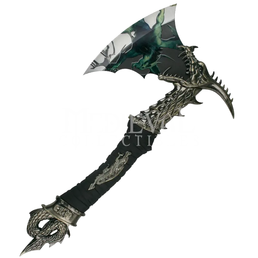 Ornate Fantasy Axe with Dragon Design