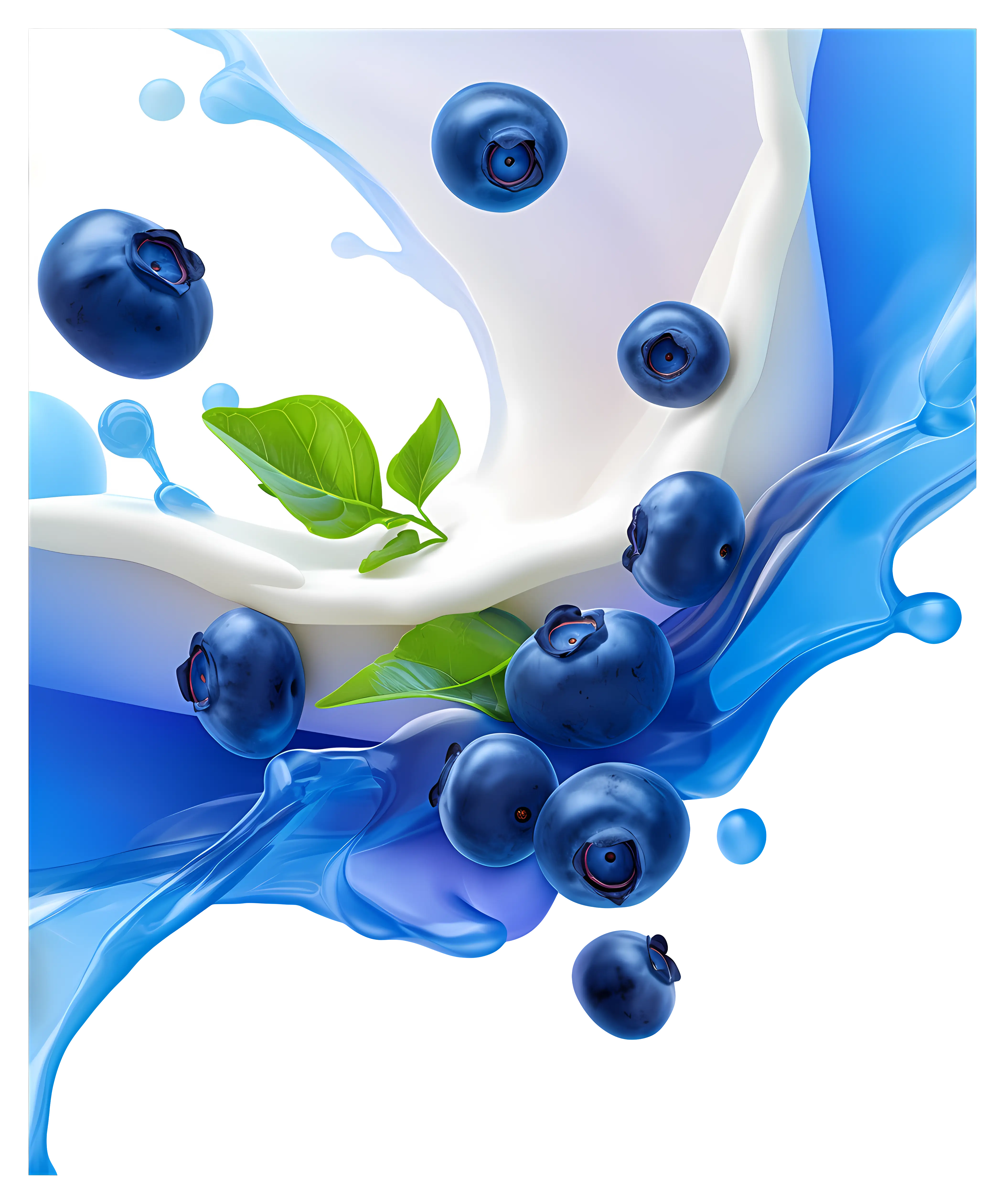 Blueberries Splashing in Milk