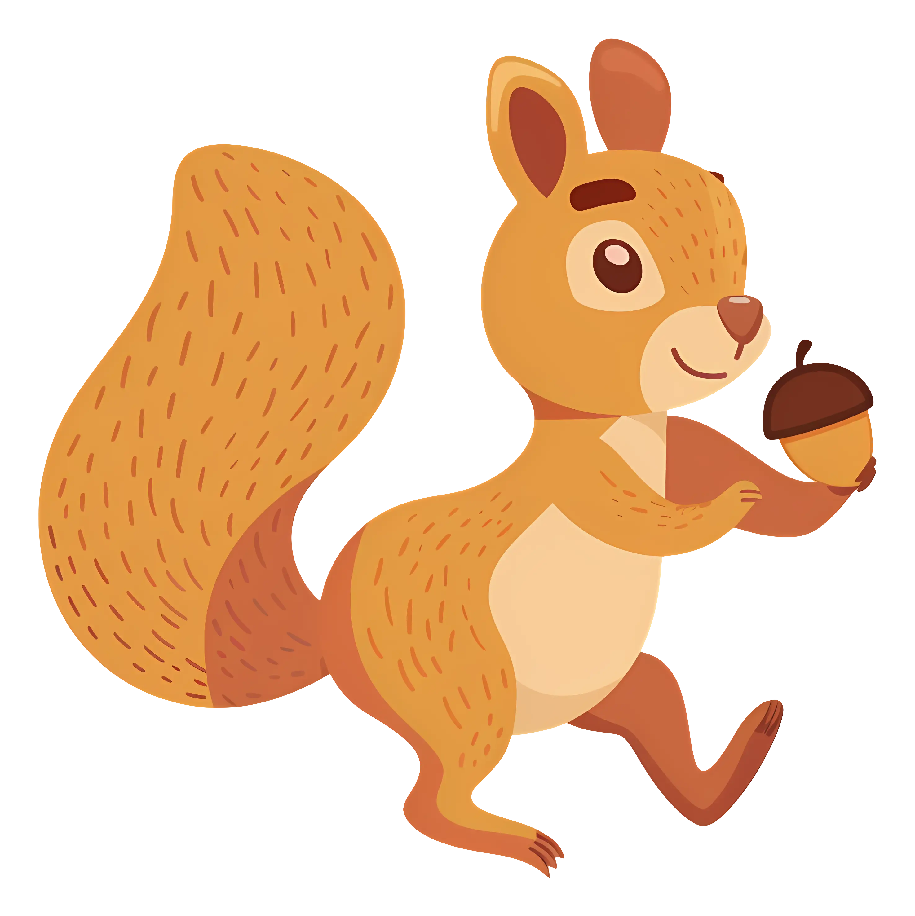 Cute Cartoon Squirrel Holding an Acorn